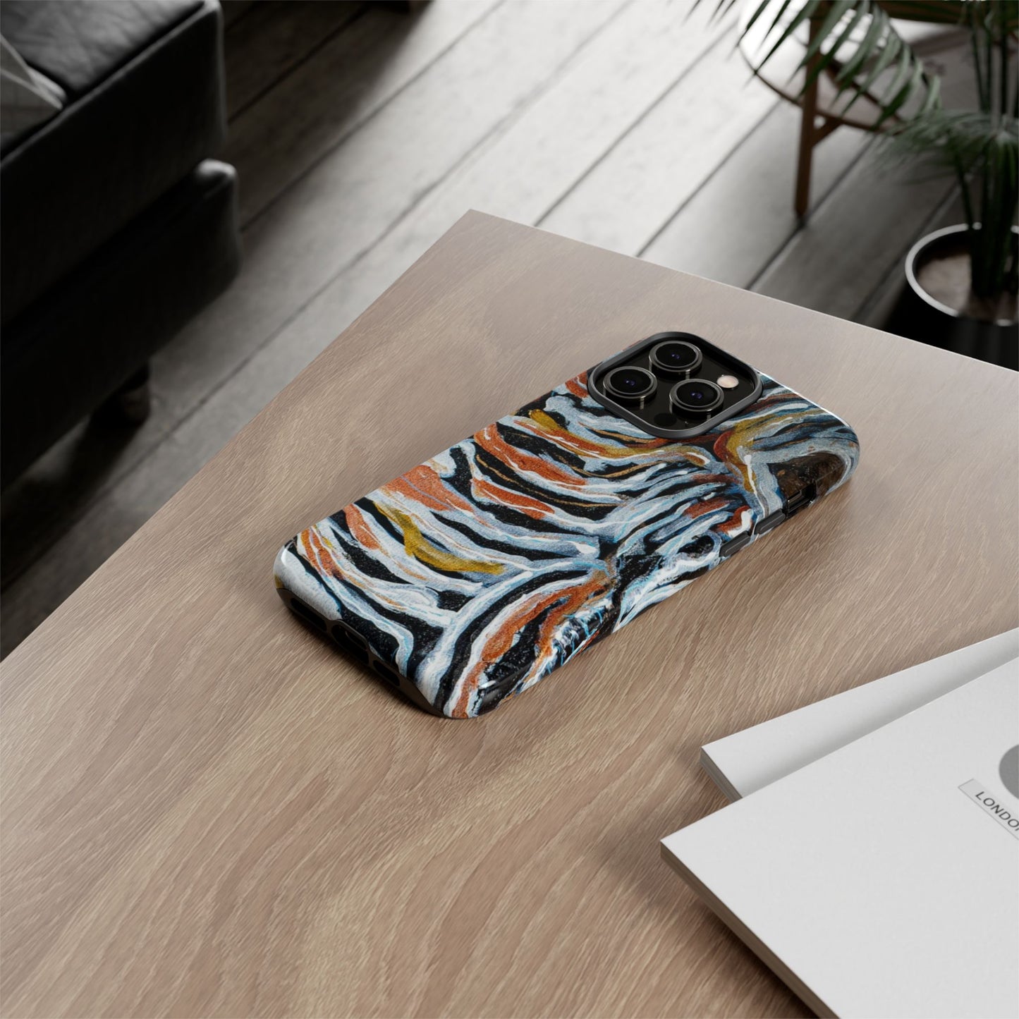 Artistic Tough Phone Case - Twin Zebras Image - Abstract Zebra Design