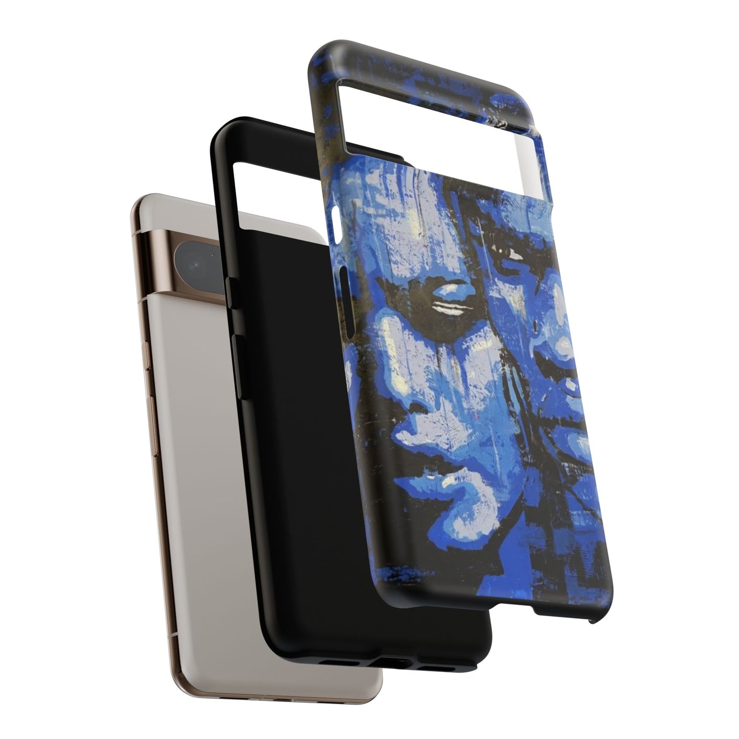 Artistic Phone Case - Tough Cases with Bold Blue Portraits -The Lovers Image