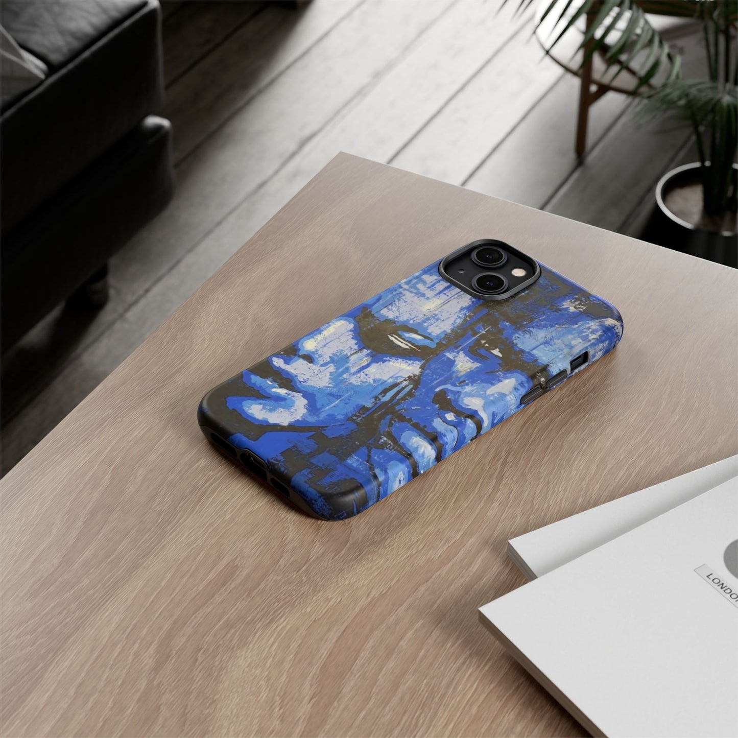 Artistic Phone Case - Tough Cases with Bold Blue Portraits -The Lovers Image