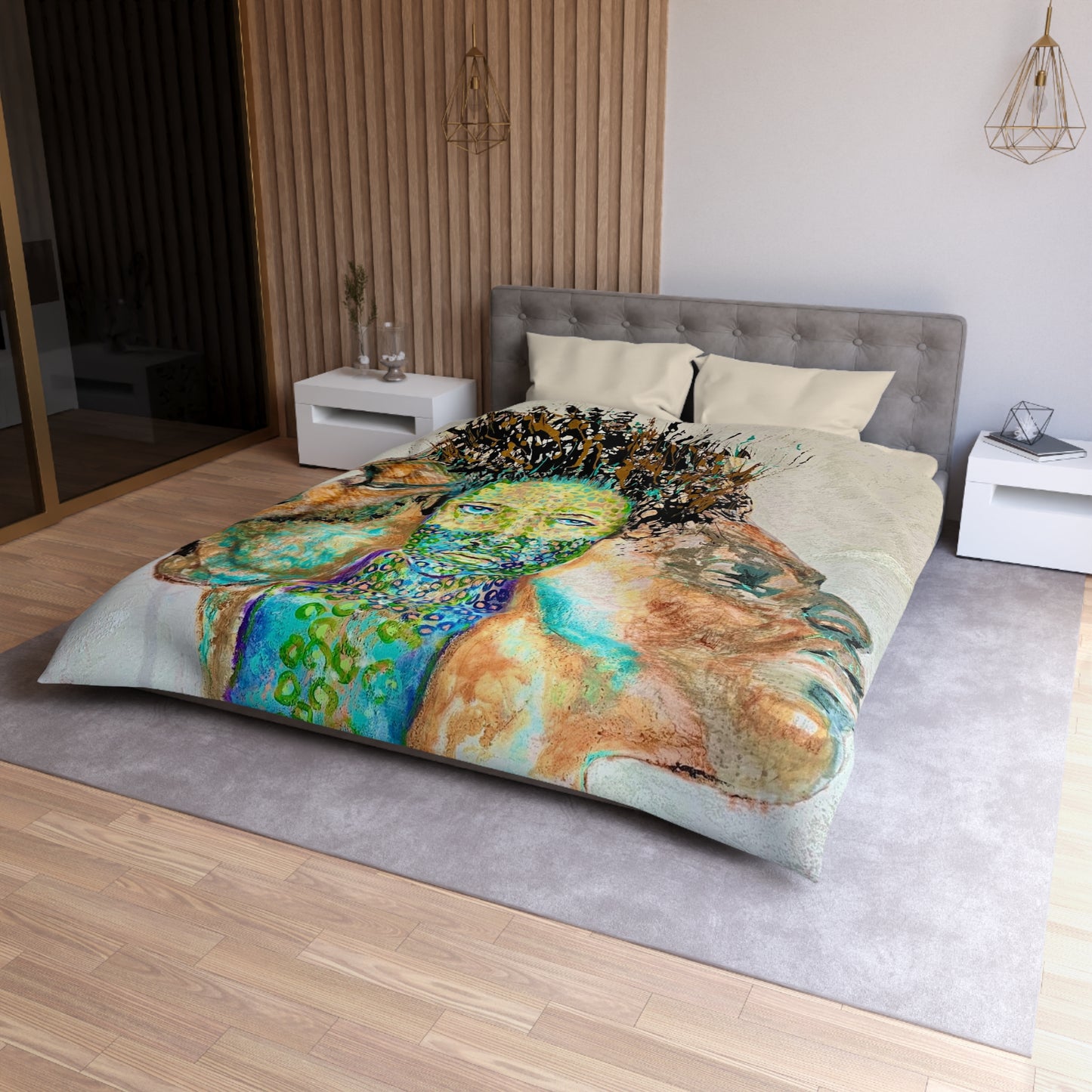 Artistic Microfiber Duvet Cover - Abstract Landscape Design for Modern Bedrooms