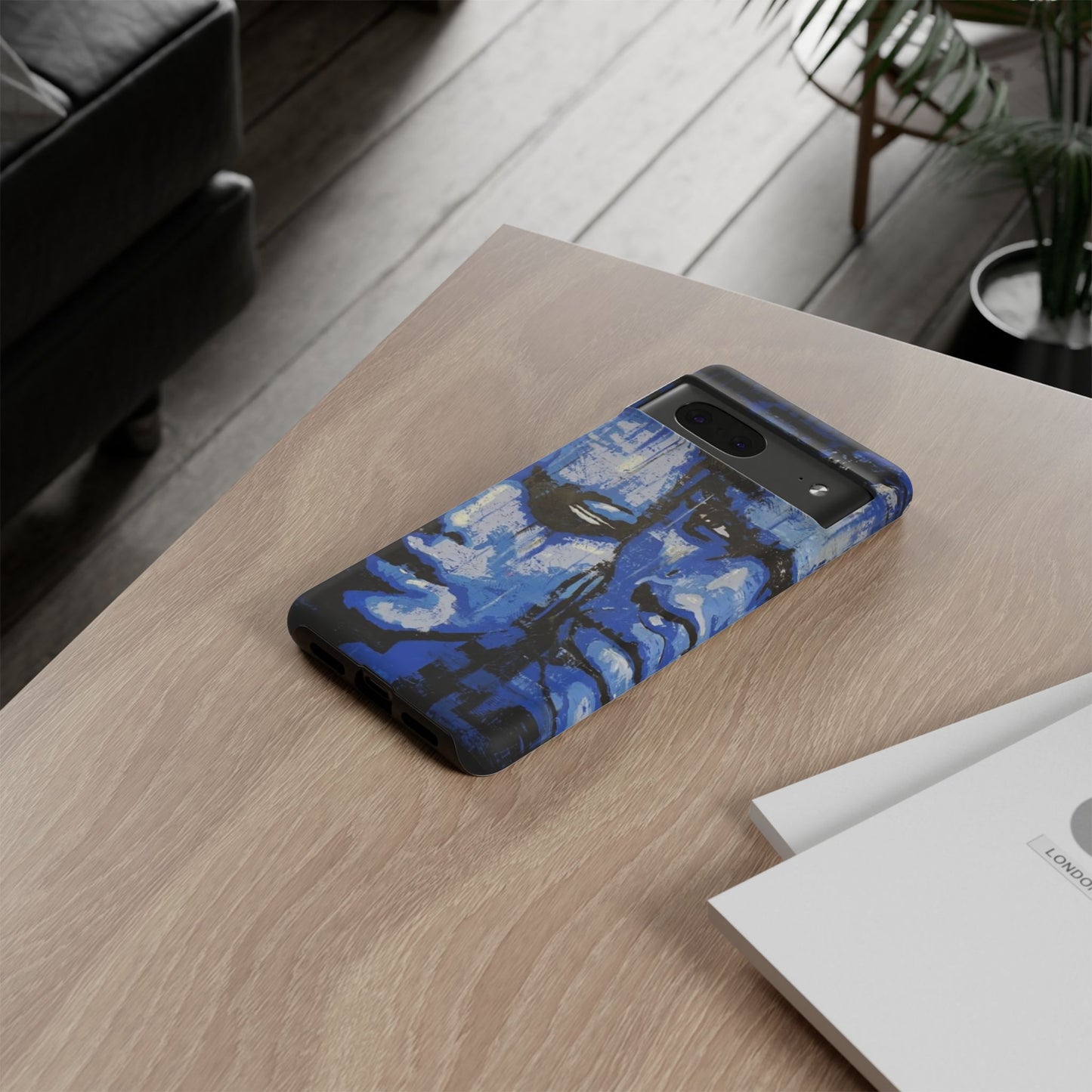 Artistic Phone Case - Tough Cases with Bold Blue Portraits -The Lovers Image