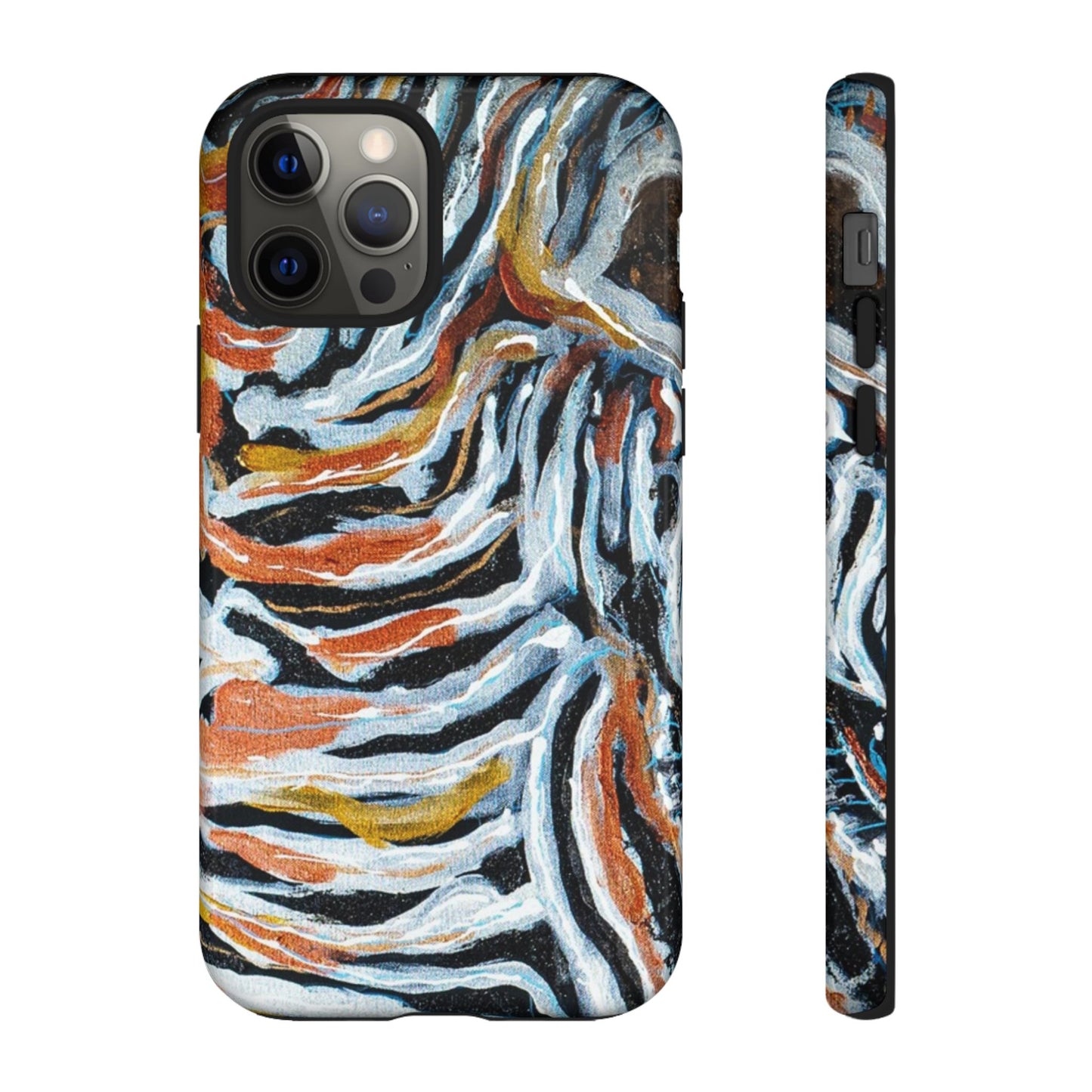 Artistic Tough Phone Case - Twin Zebras Image - Abstract Zebra Design