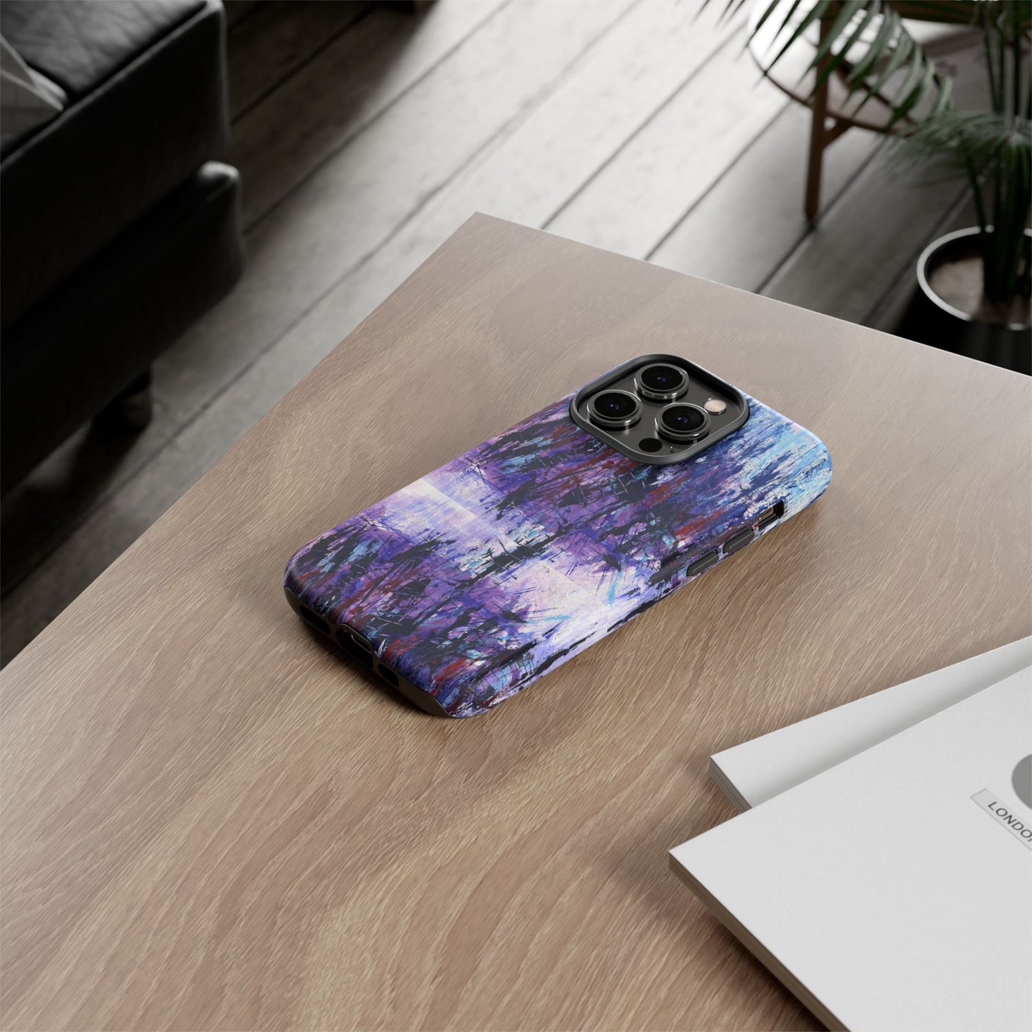 Abstract Purple Phone Case, Stylish & Protective Cover for Art Lovers- White Spring Image