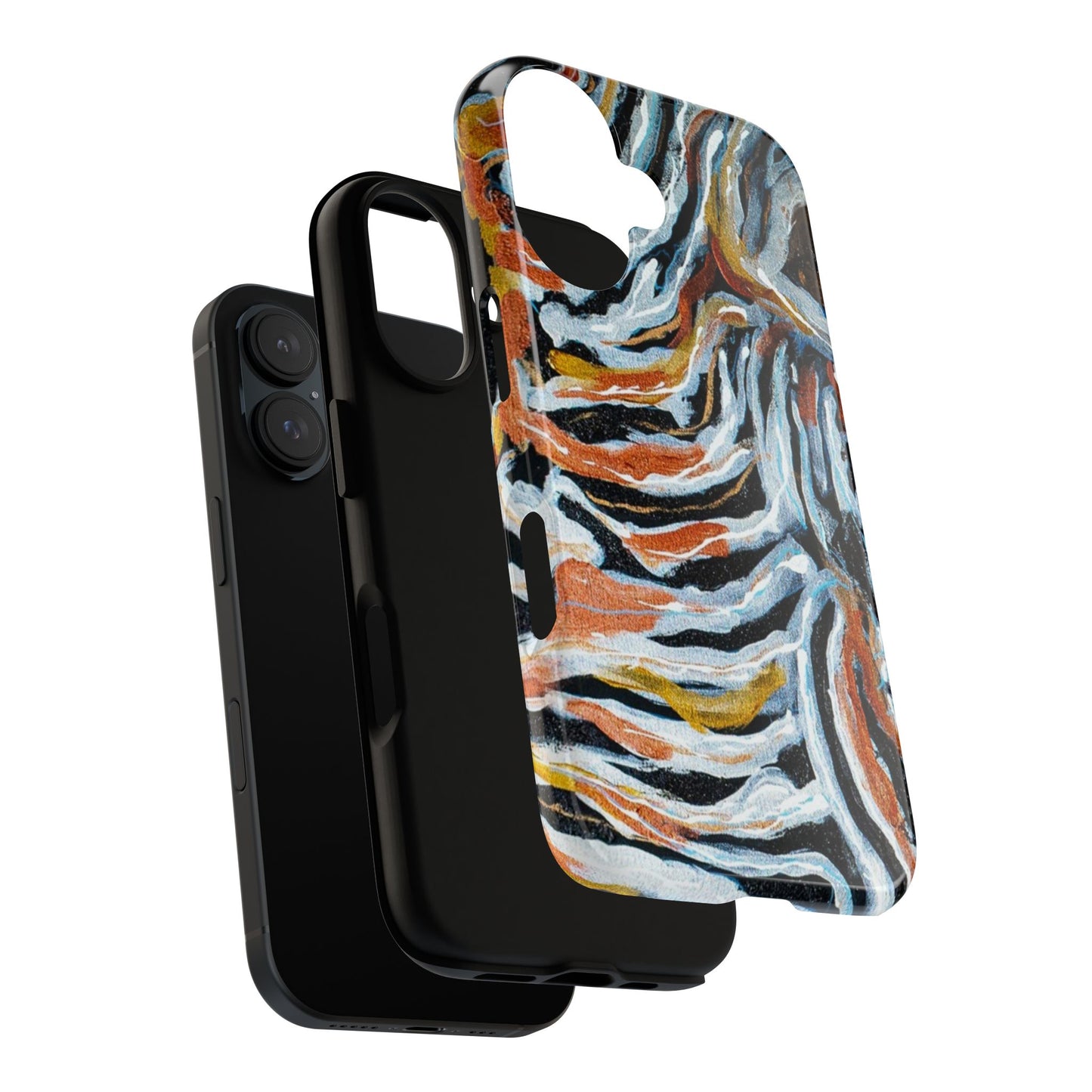 Artistic Tough Phone Case - Twin Zebras Image - Abstract Zebra Design