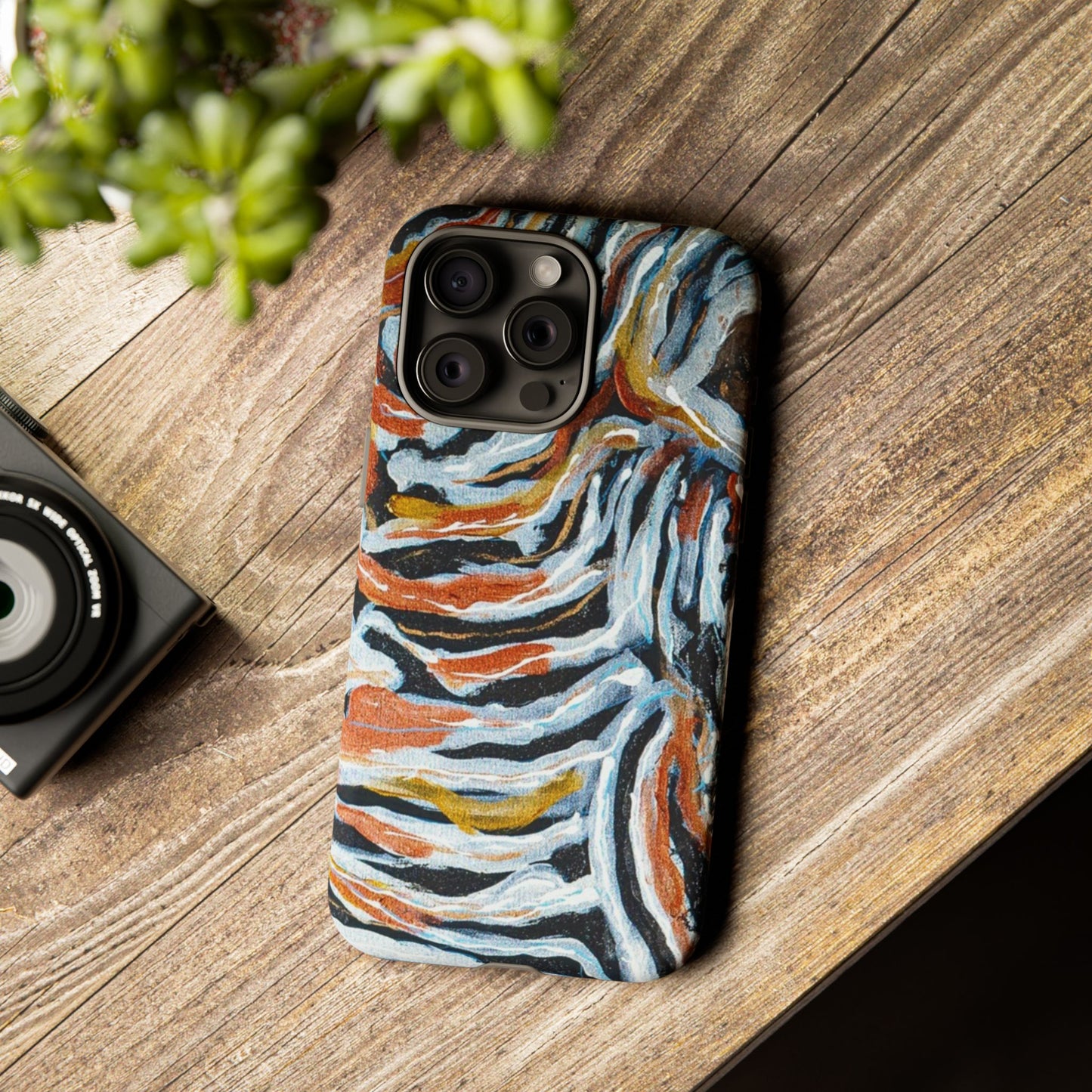 Artistic Tough Phone Case - Twin Zebras Image - Abstract Zebra Design