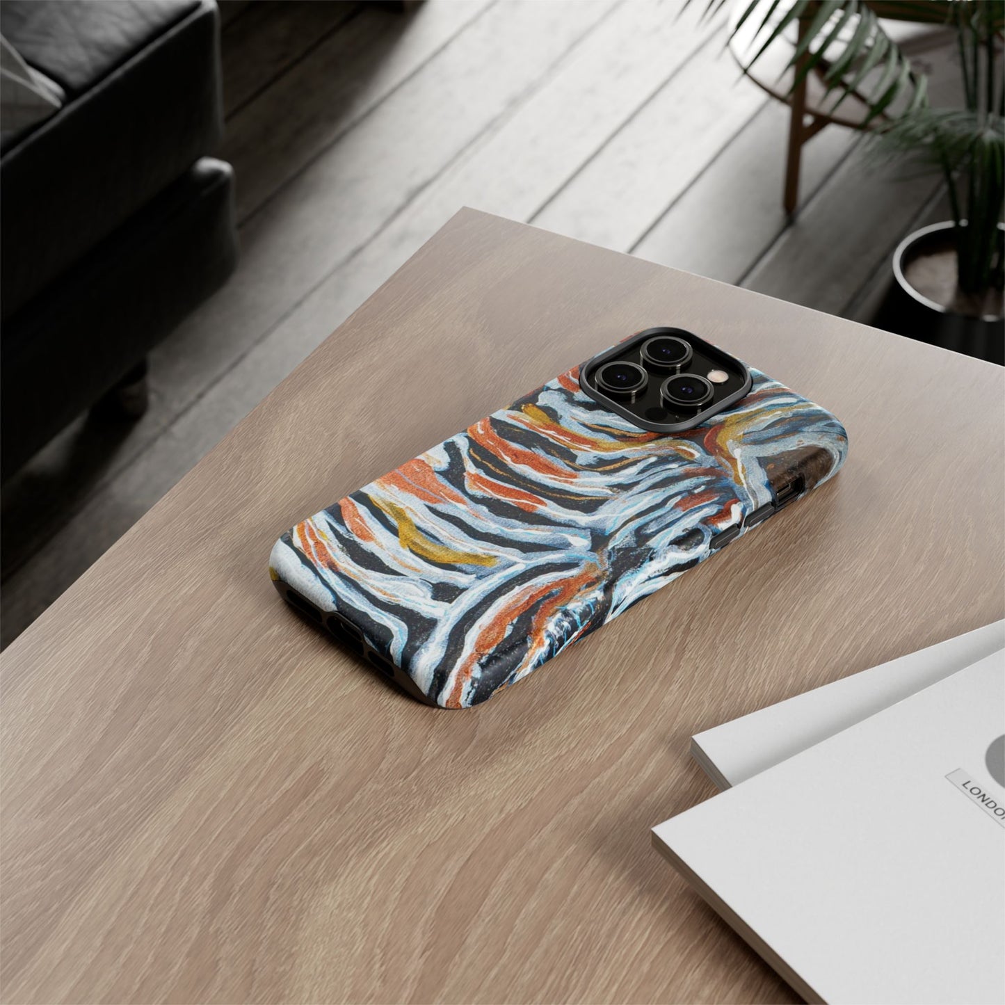 Artistic Tough Phone Case - Twin Zebras Image - Abstract Zebra Design