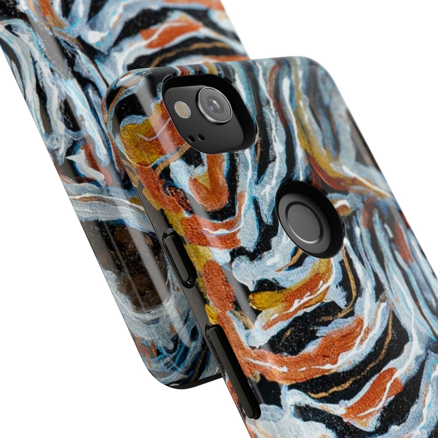 Artistic Tough Phone Case - Twin Zebras Image - Abstract Zebra Design
