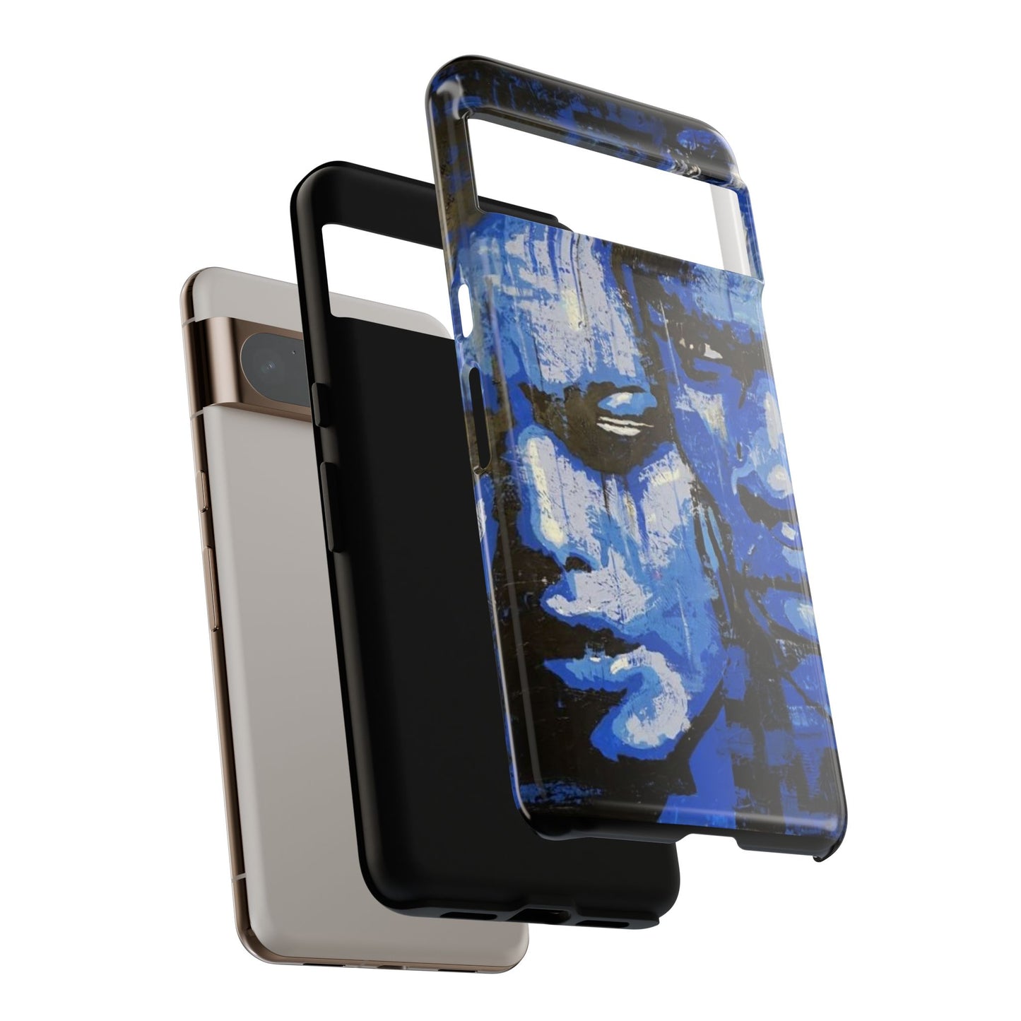 Artistic Phone Case - Tough Cases with Bold Blue Portraits -The Lovers Image