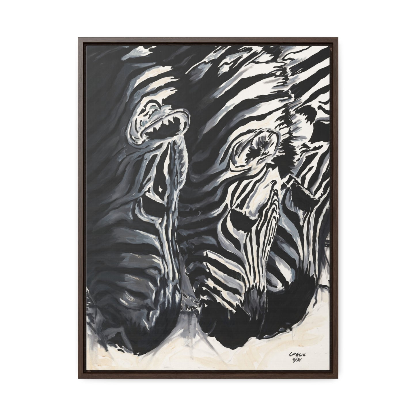 The Baby Zebras - Framed Canvas Print