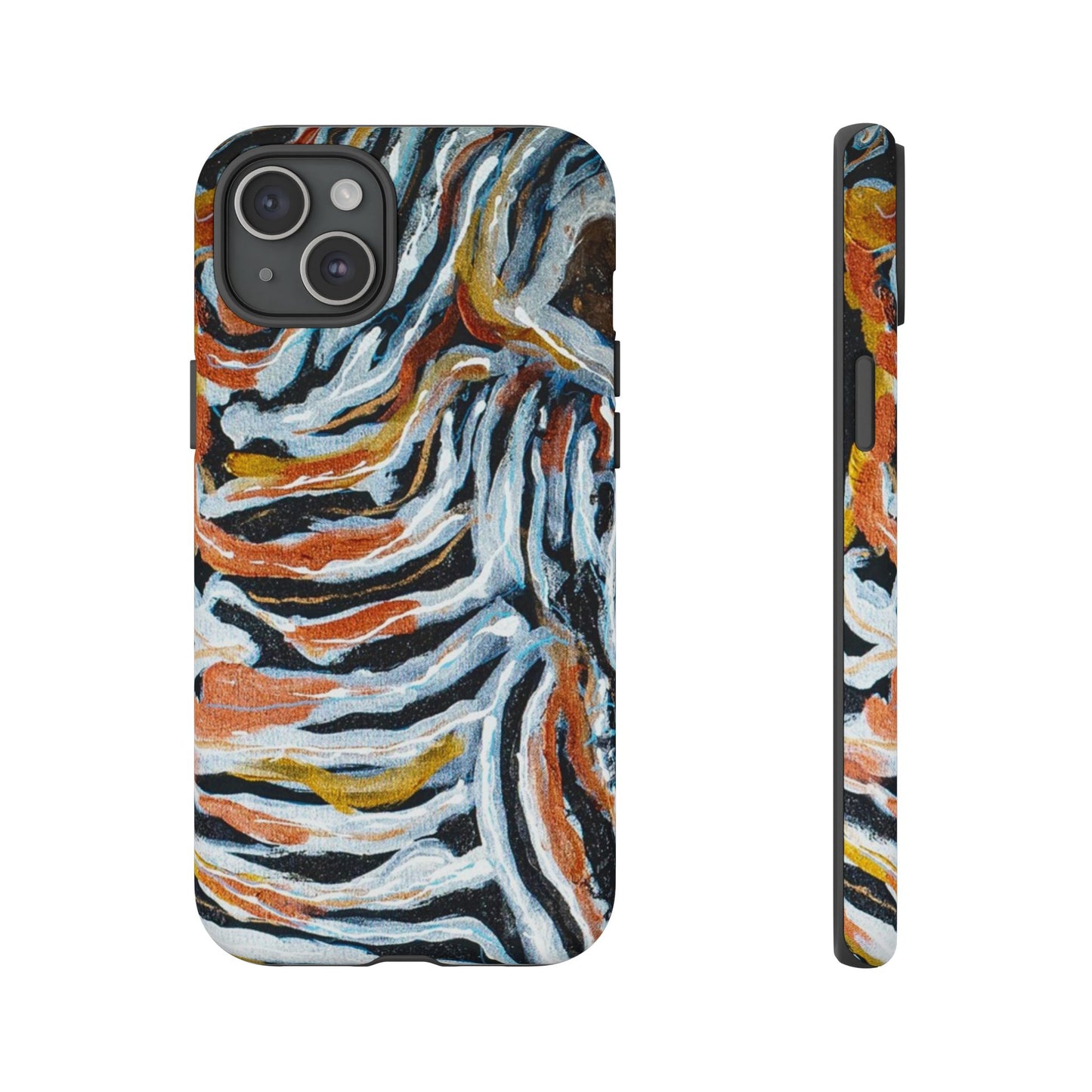 Artistic Tough Phone Case - Twin Zebras Image - Abstract Zebra Design