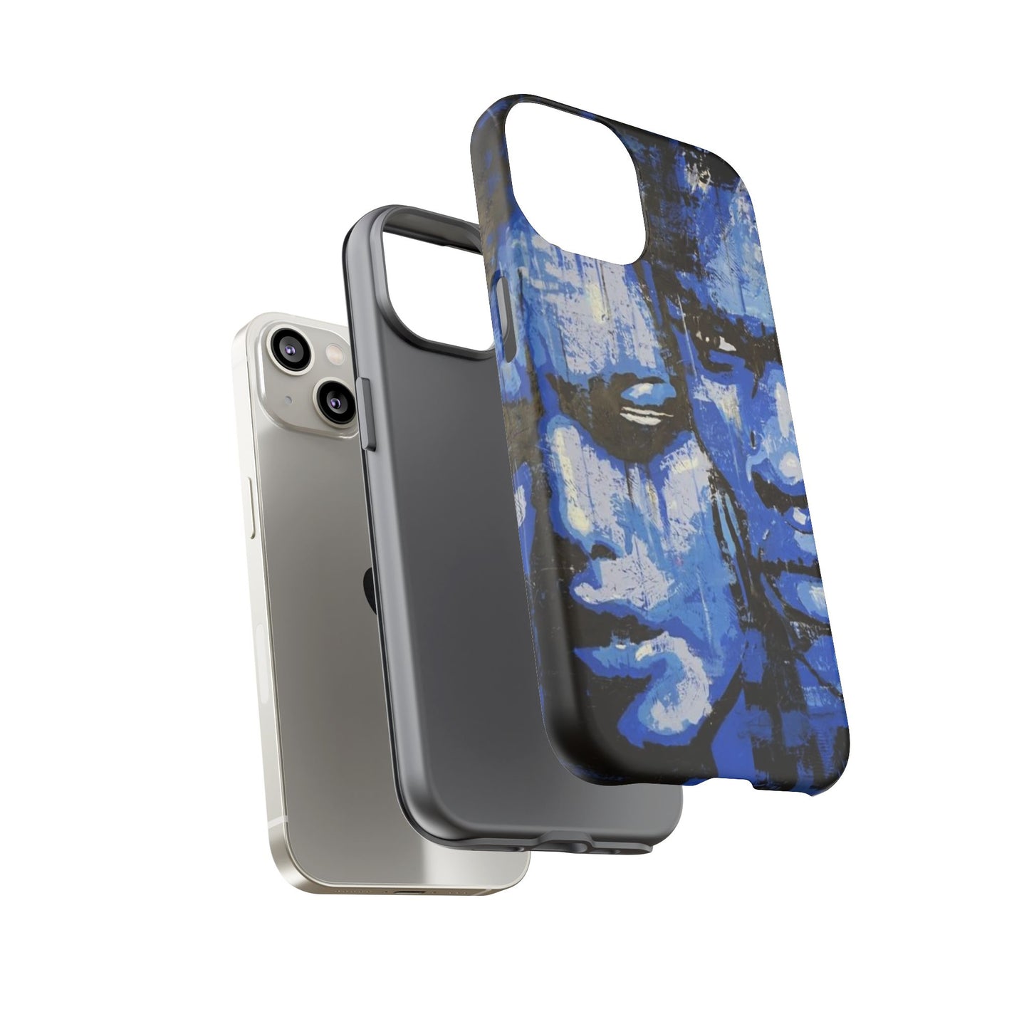 Artistic Phone Case - Tough Cases with Bold Blue Portraits -The Lovers Image