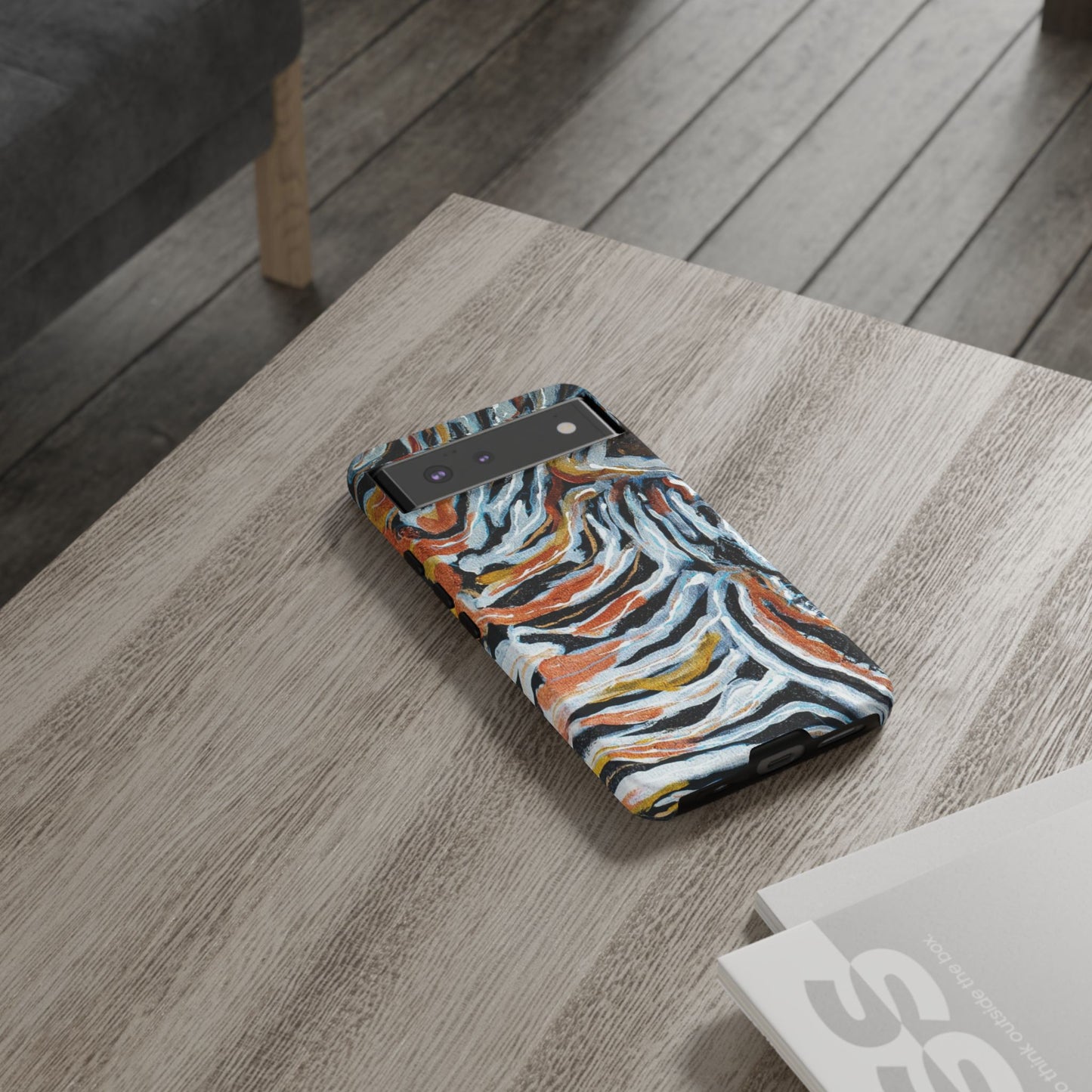 Artistic Tough Phone Case - Twin Zebras Image - Abstract Zebra Design