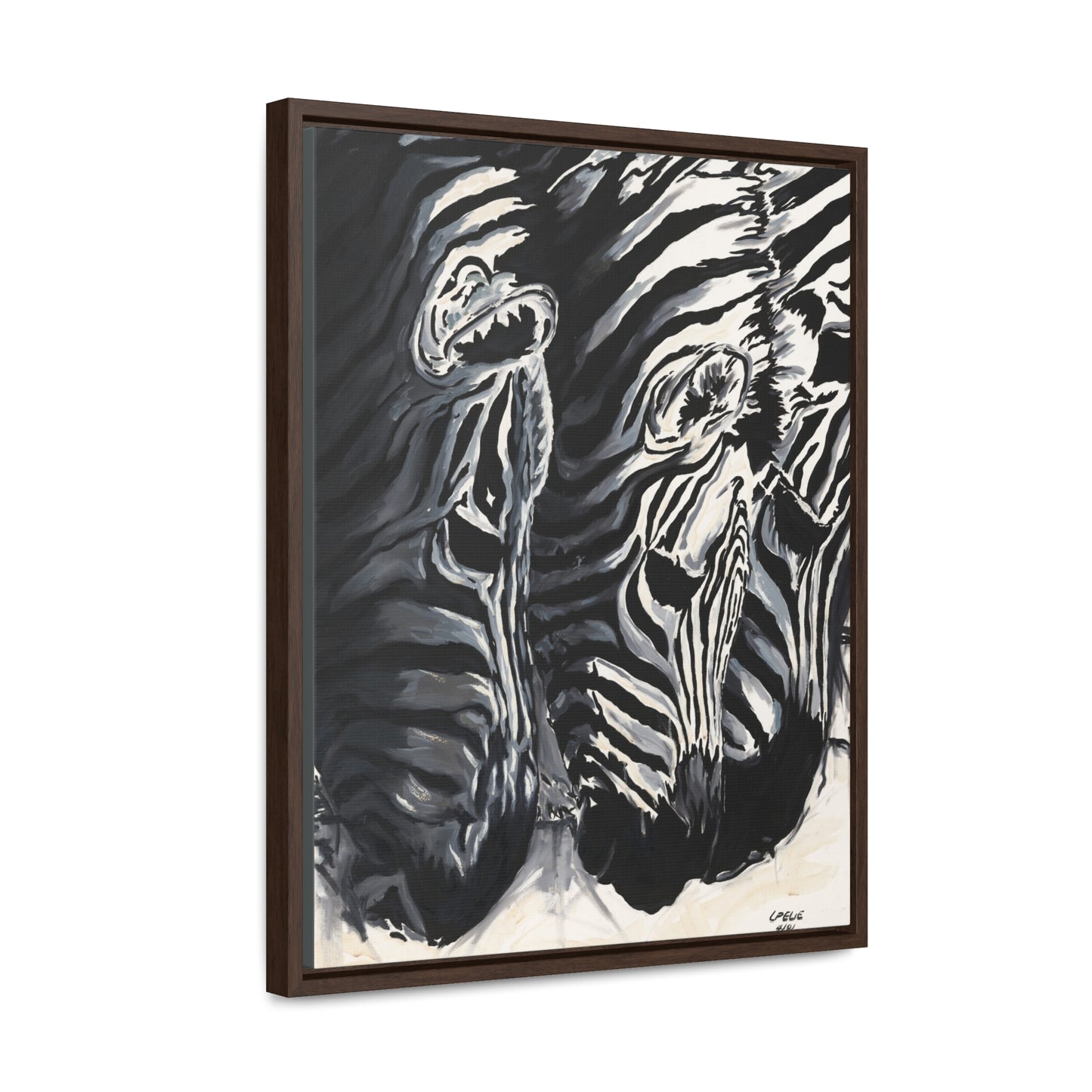 The Baby Zebras - Framed Canvas Print