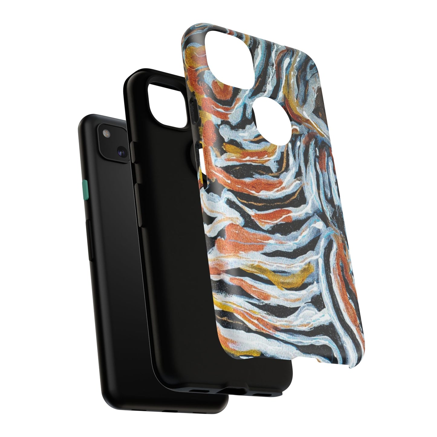 Artistic Tough Phone Case - Twin Zebras Image - Abstract Zebra Design