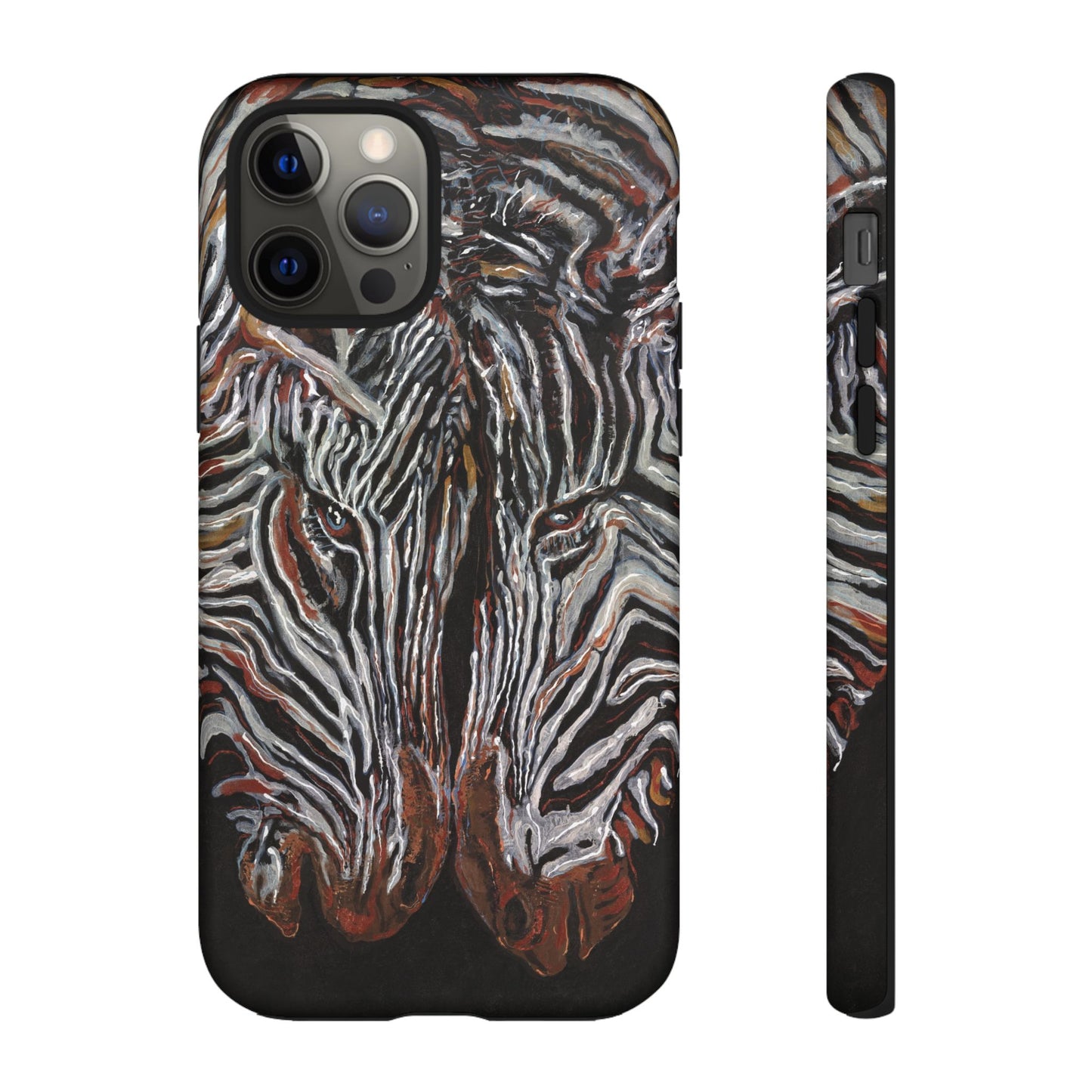 Artistic Zebra Phone Case Twin Zebra Image- Tough Protection for Wildlife Lovers