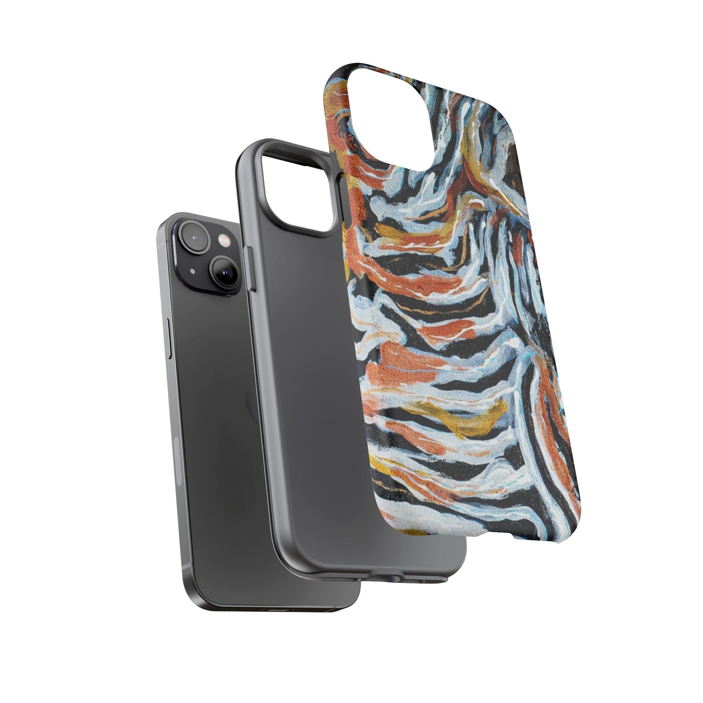 Artistic Tough Phone Case - Twin Zebras Image - Abstract Zebra Design