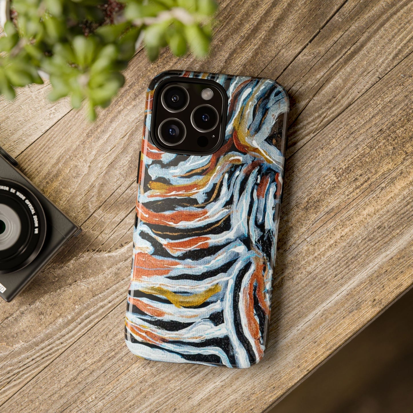 Artistic Tough Phone Case - Twin Zebras Image - Abstract Zebra Design