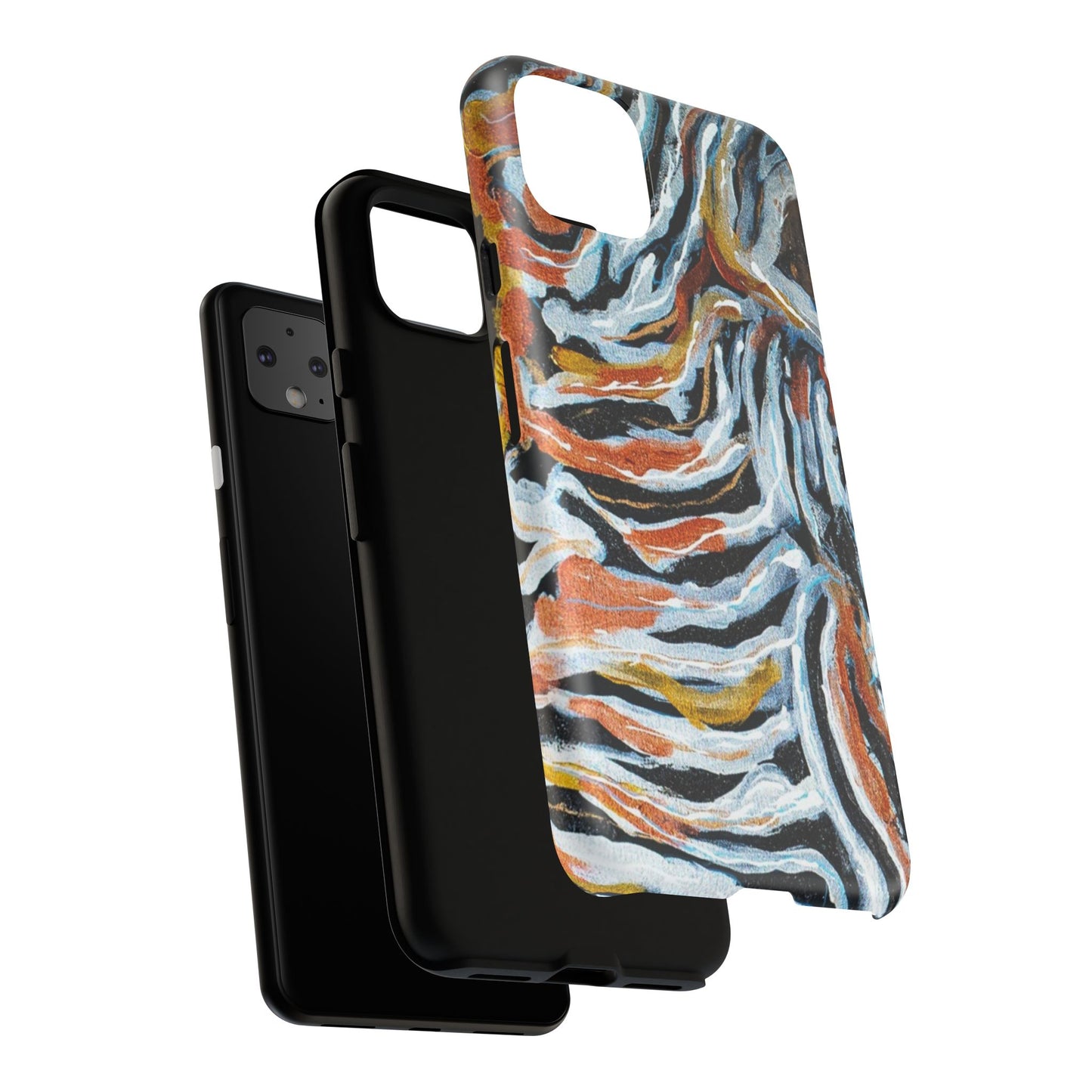 Artistic Tough Phone Case - Twin Zebras Image - Abstract Zebra Design