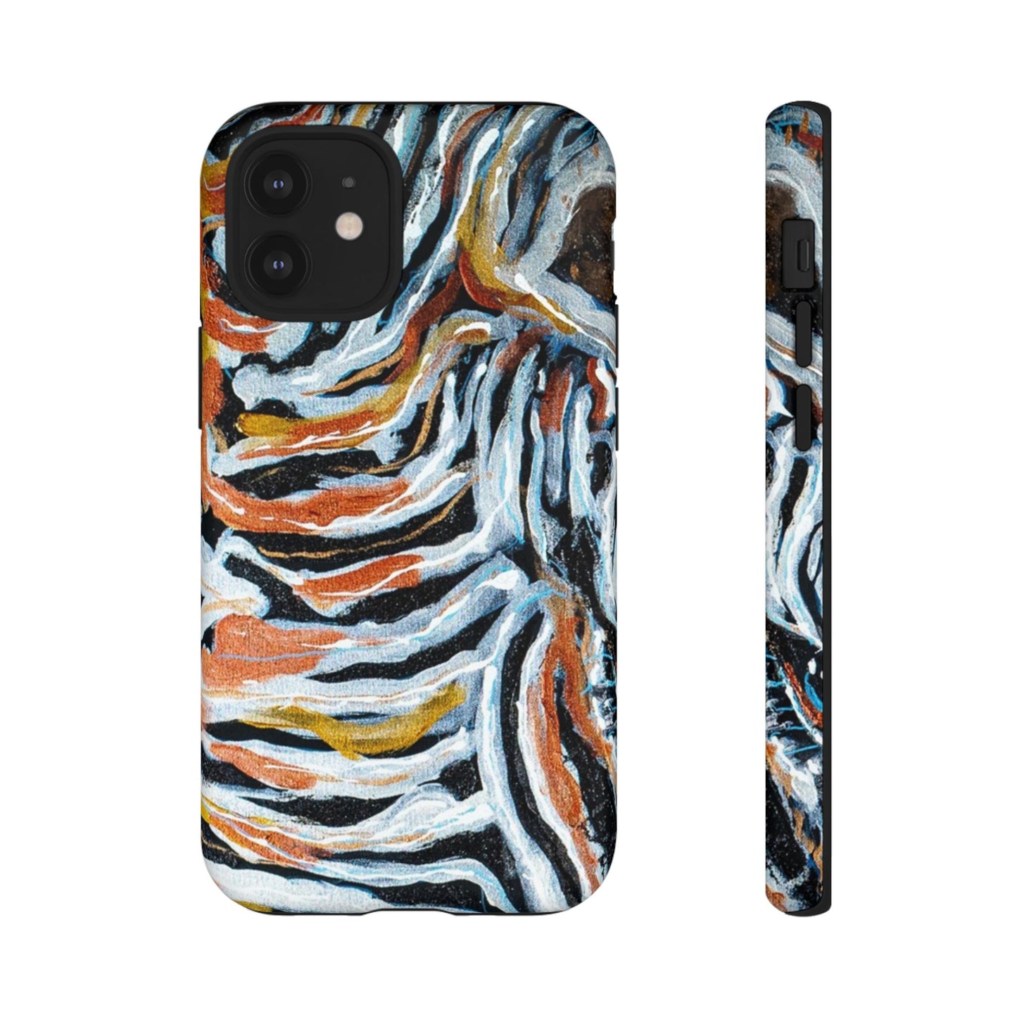 Artistic Tough Phone Case - Twin Zebras Image - Abstract Zebra Design