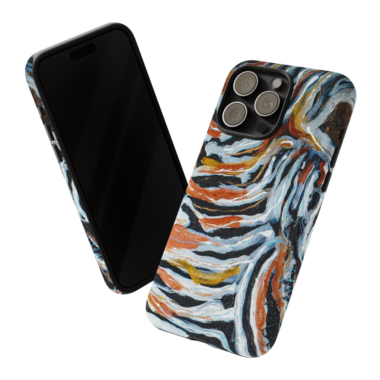 Artistic Tough Phone Case - Twin Zebras Image - Abstract Zebra Design
