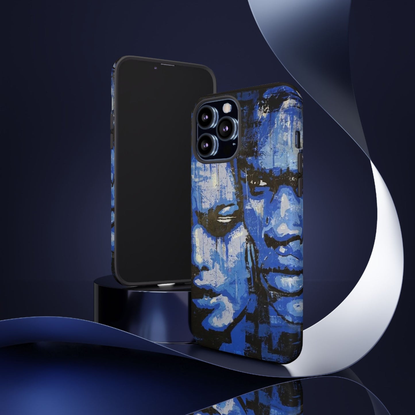 Artistic Phone Case - Tough Cases with Bold Blue Portraits -The Lovers Image
