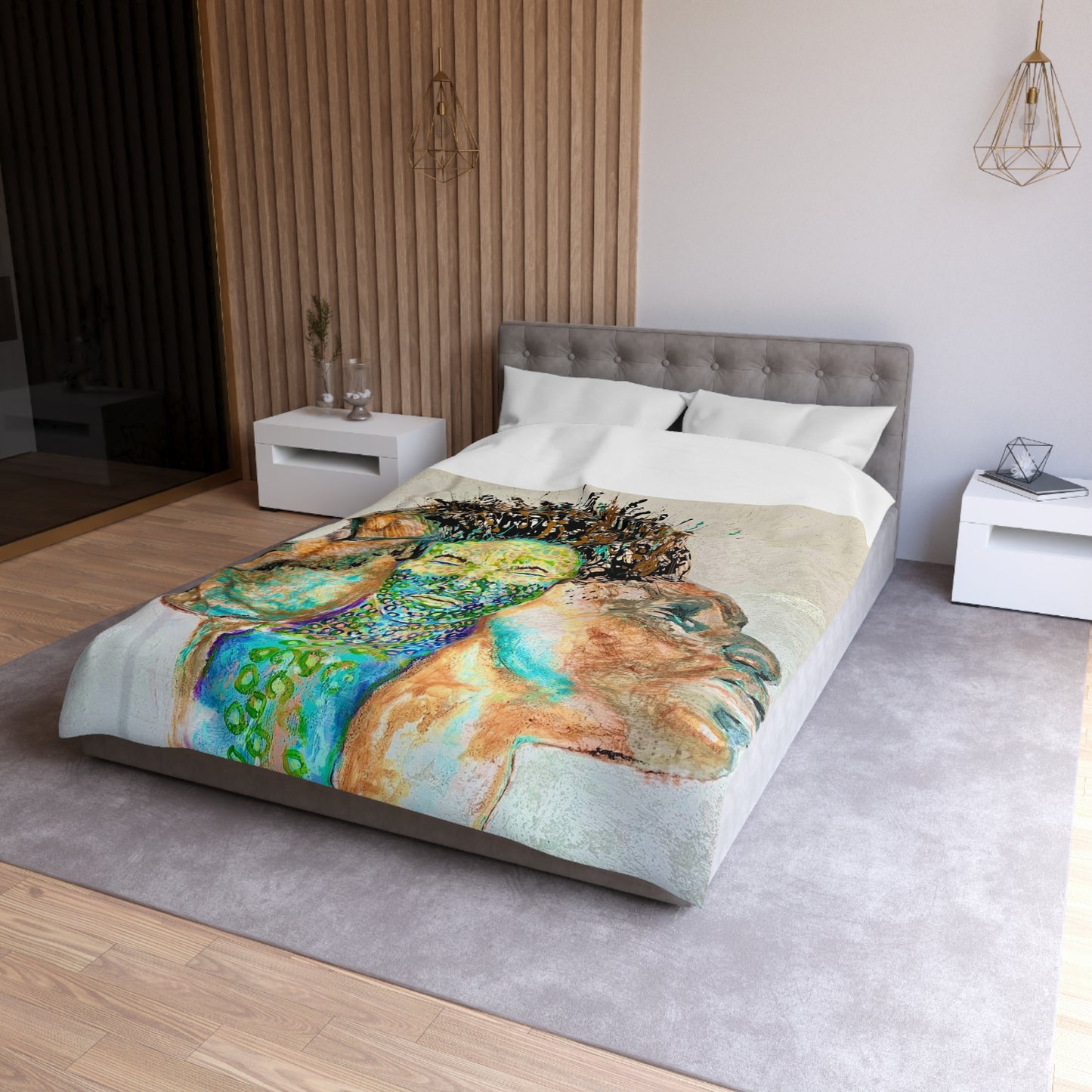Artistic Microfiber Duvet Cover - Abstract Landscape Design for Modern Bedrooms