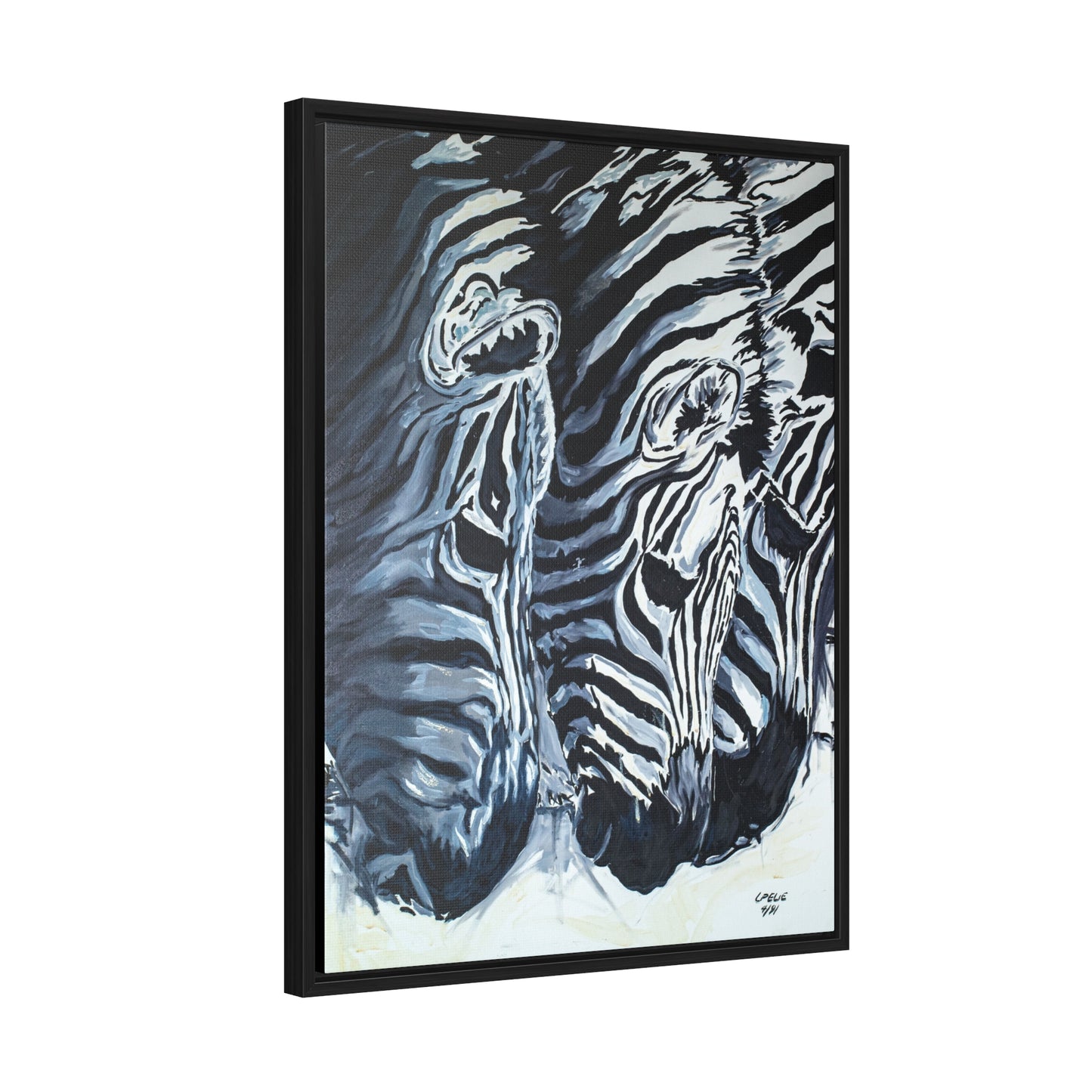 The Baby Zebras - Framed Canvas Print