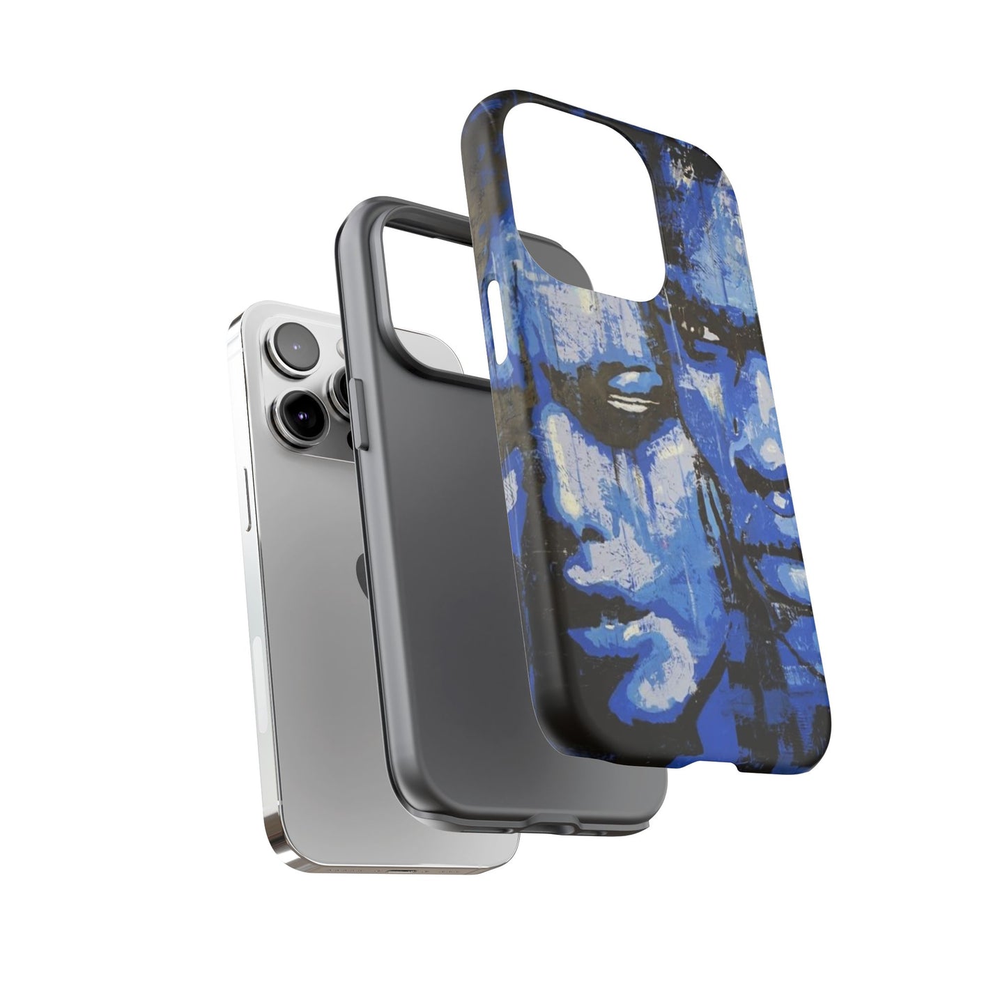 Artistic Phone Case - Tough Cases with Bold Blue Portraits -The Lovers Image
