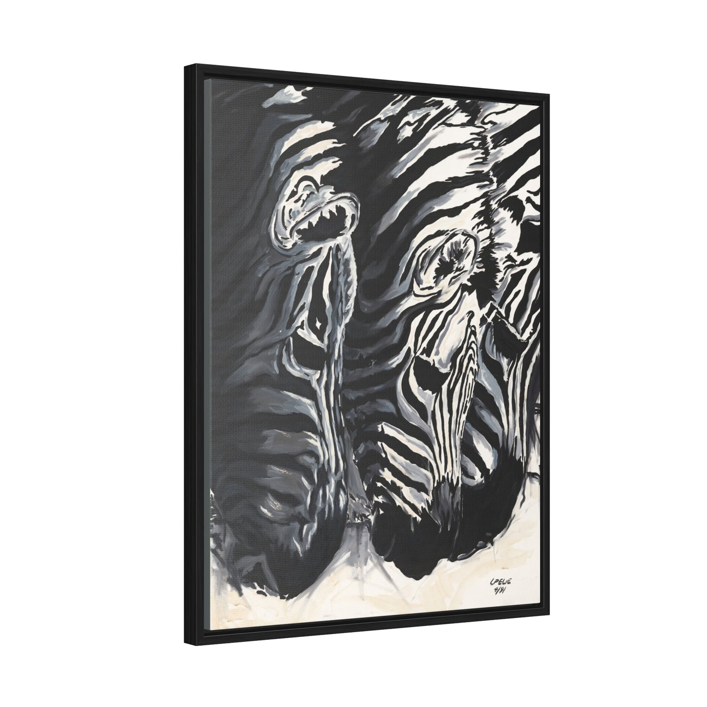 The Baby Zebras - Framed Canvas Print