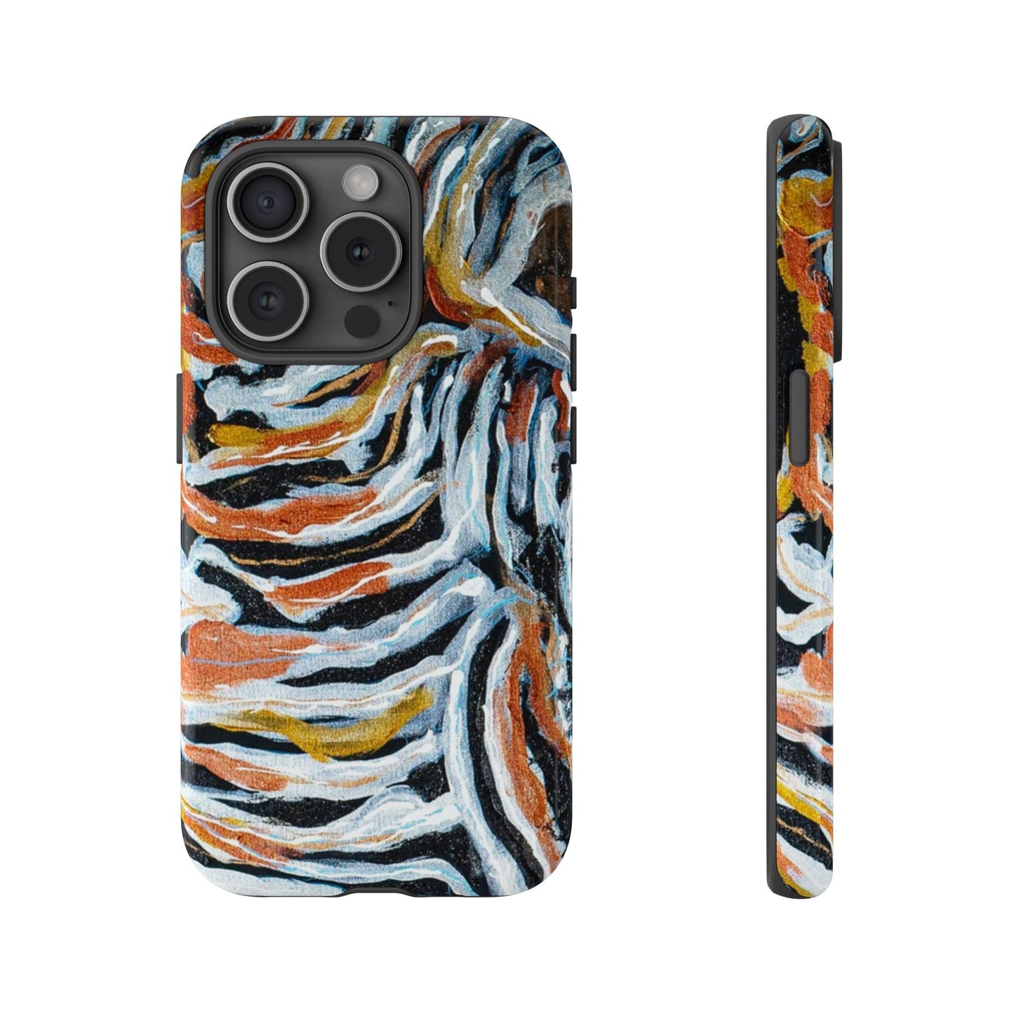 Artistic Tough Phone Case - Twin Zebras Image - Abstract Zebra Design