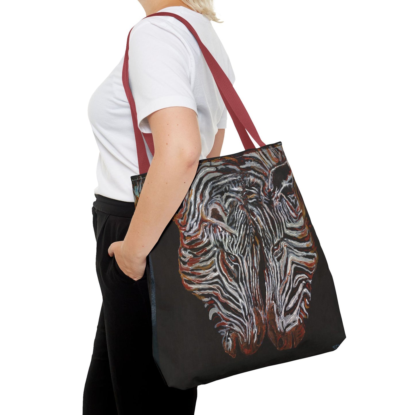 Twin Zebras Image- Tote Bag