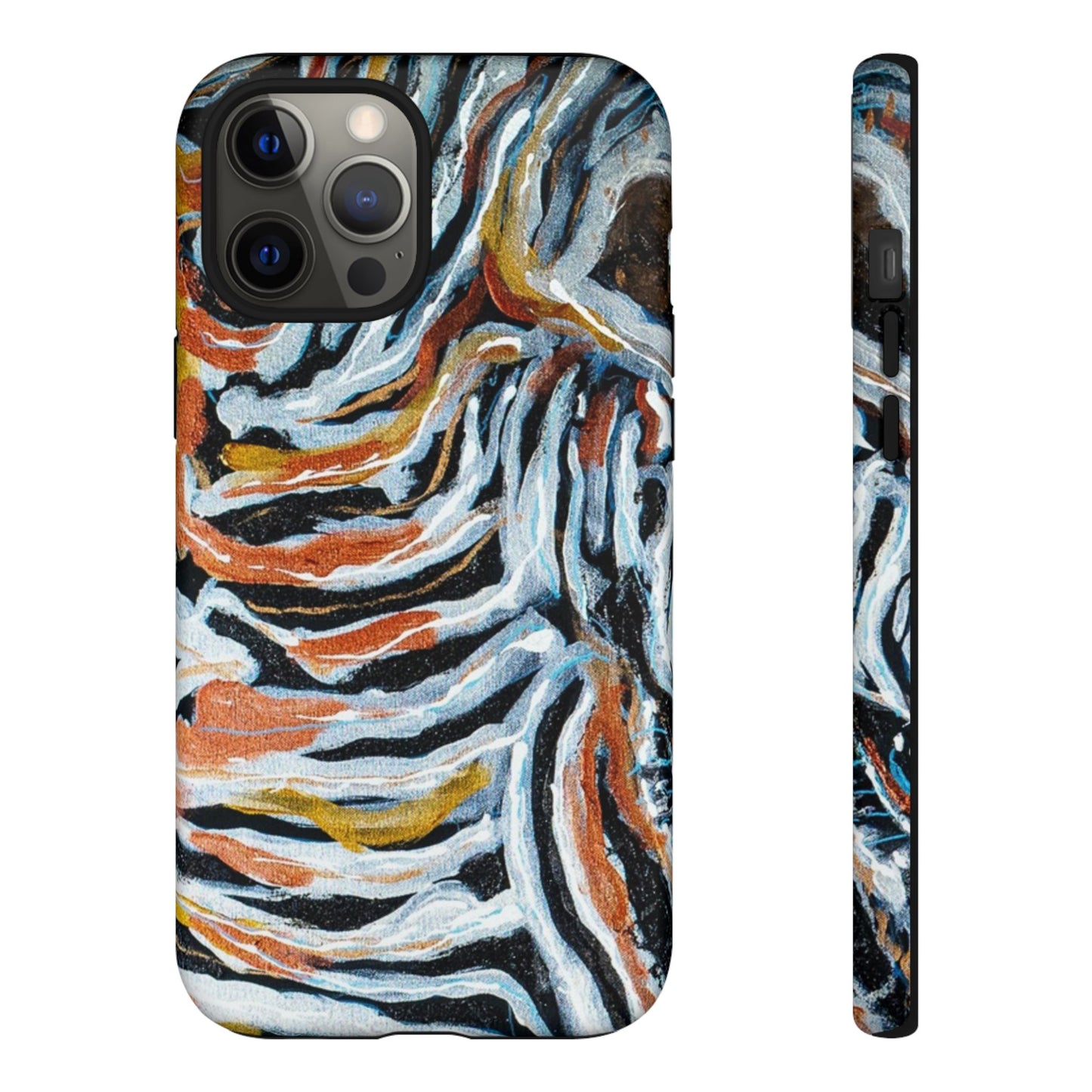 Artistic Tough Phone Case - Twin Zebras Image - Abstract Zebra Design
