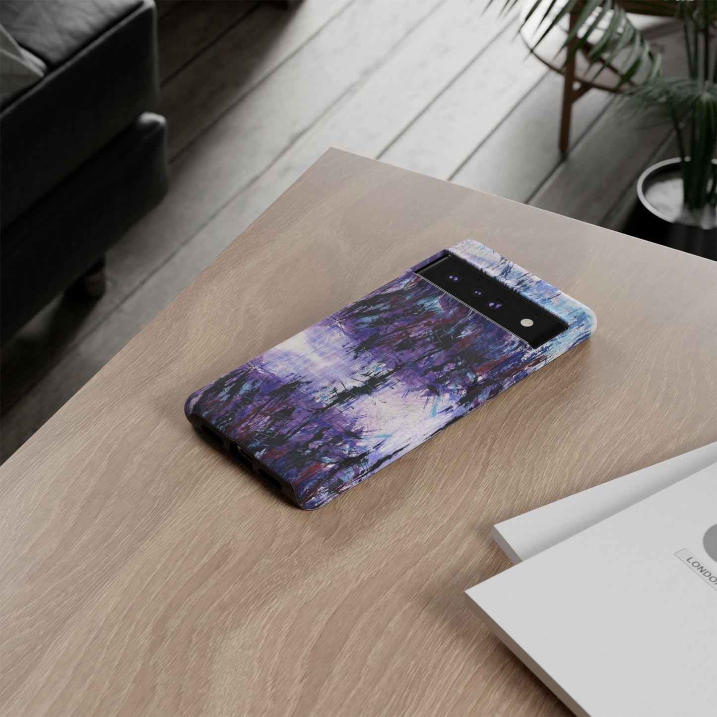 Abstract Purple Phone Case, Stylish & Protective Cover for Art Lovers- White Spring Image