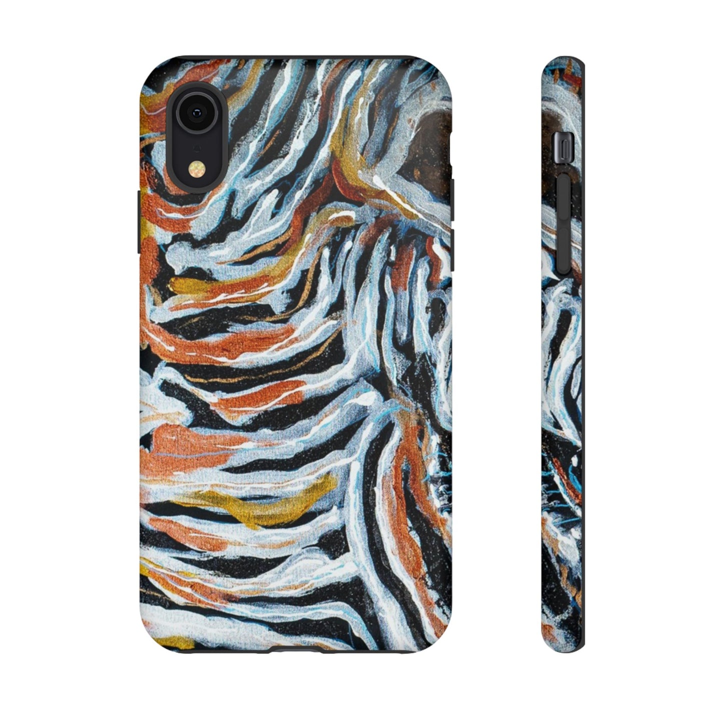 Artistic Tough Phone Case - Twin Zebras Image - Abstract Zebra Design