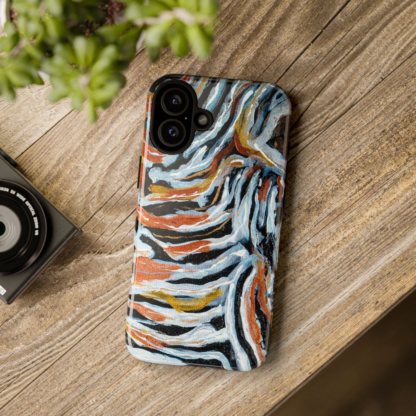 Artistic Tough Phone Case - Twin Zebras Image - Abstract Zebra Design