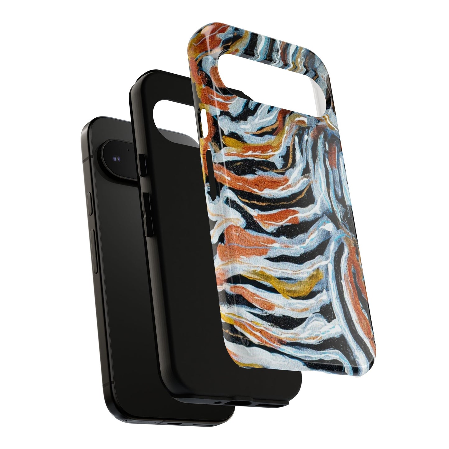 Artistic Tough Phone Case - Twin Zebras Image - Abstract Zebra Design