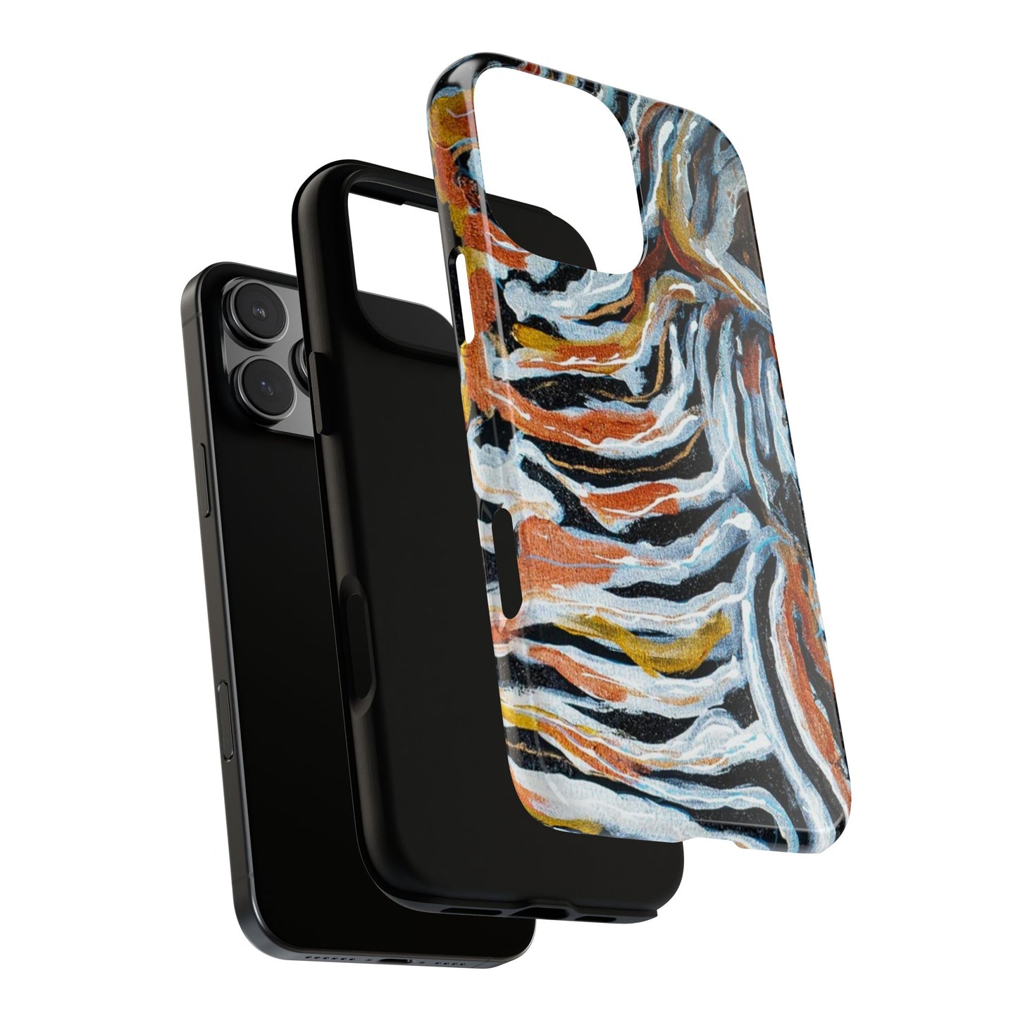 Artistic Tough Phone Case - Twin Zebras Image - Abstract Zebra Design
