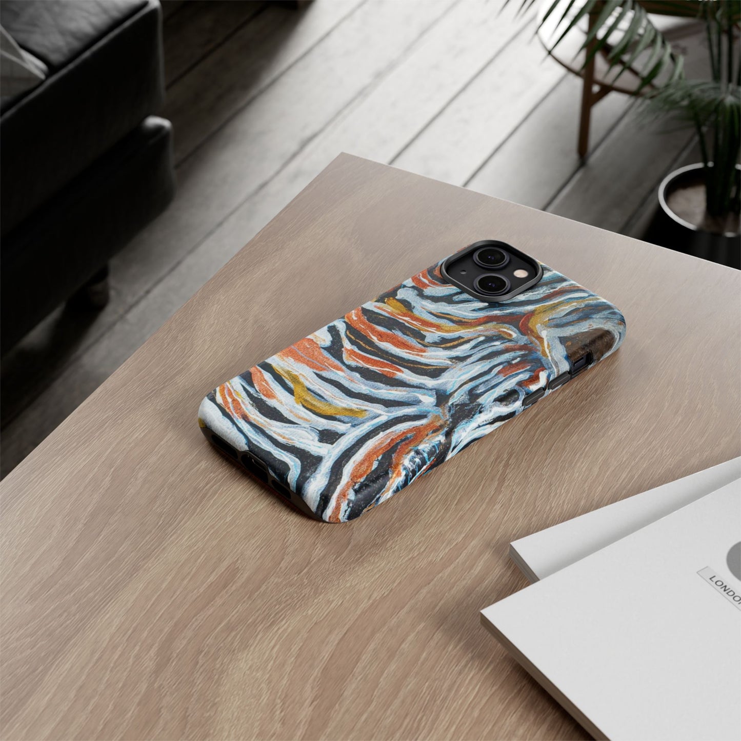 Artistic Tough Phone Case - Twin Zebras Image - Abstract Zebra Design