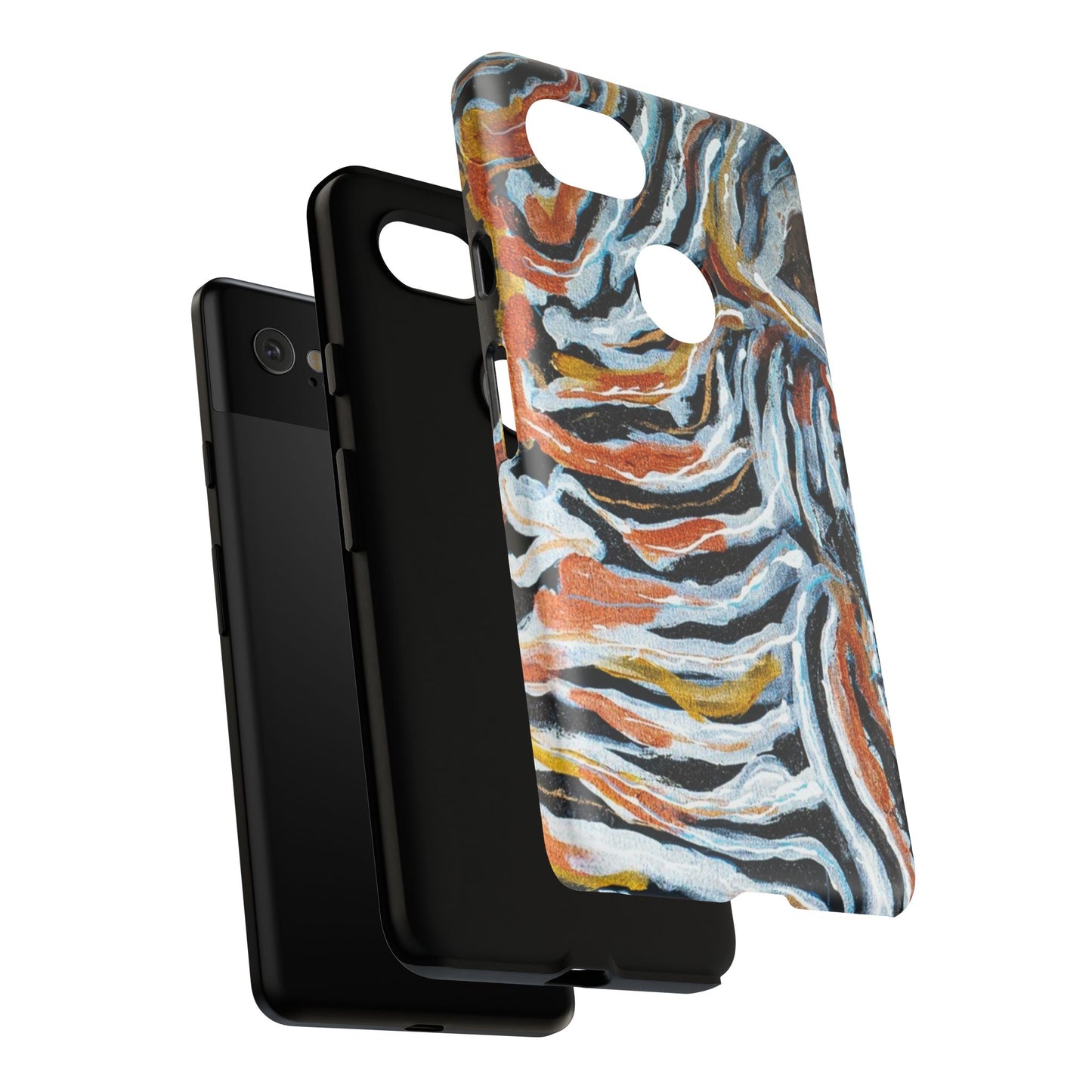 Artistic Tough Phone Case - Twin Zebras Image - Abstract Zebra Design