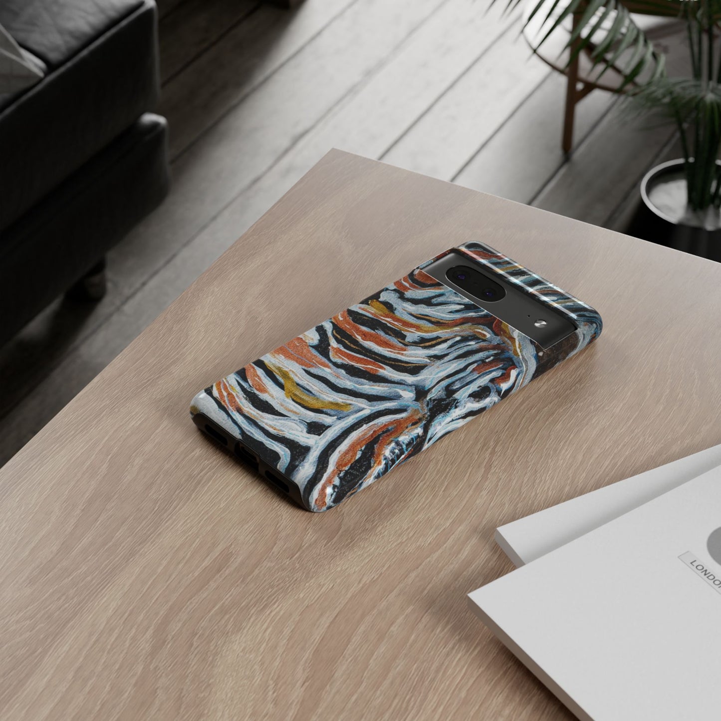 Artistic Tough Phone Case - Twin Zebras Image - Abstract Zebra Design