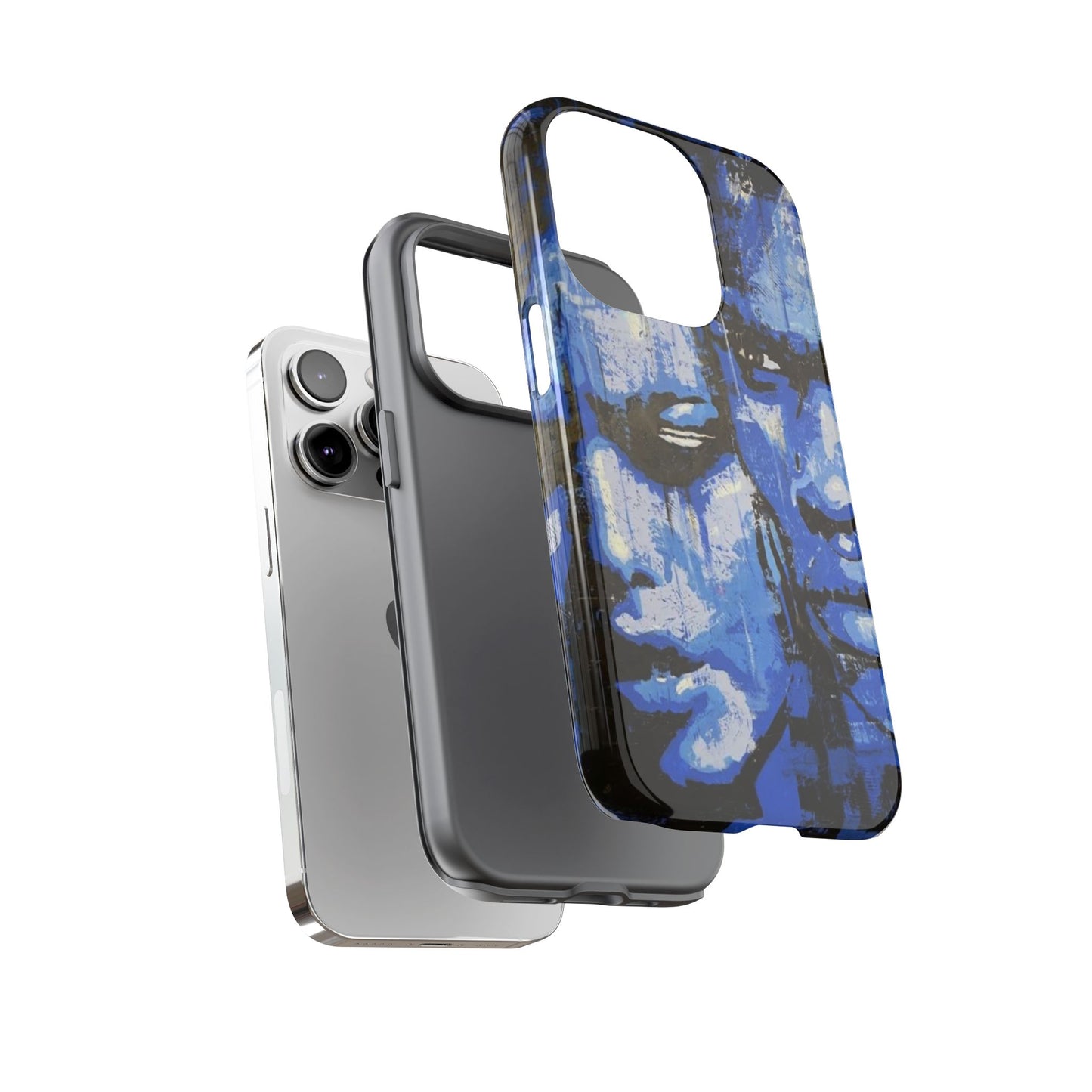 Artistic Phone Case - Tough Cases with Bold Blue Portraits -The Lovers Image