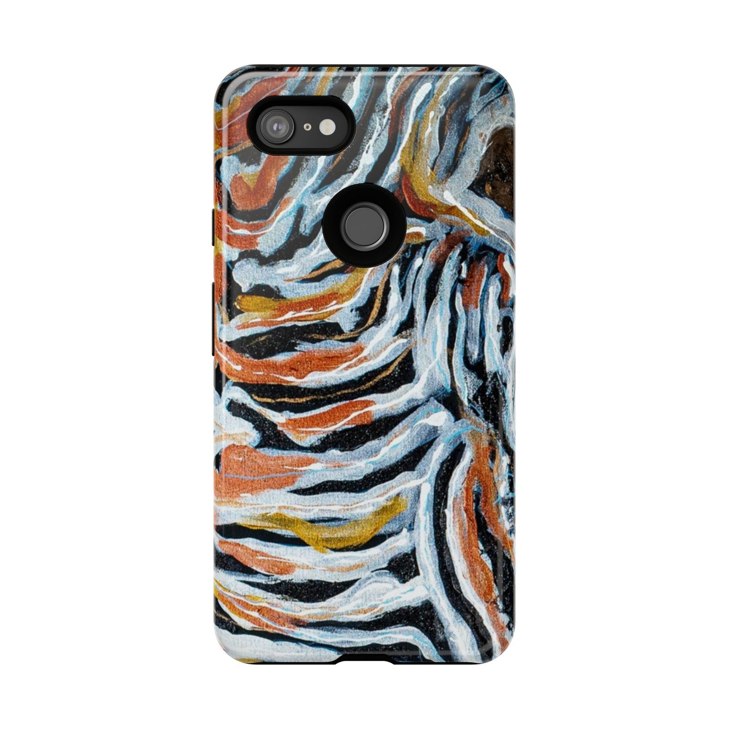 Artistic Tough Phone Case - Twin Zebras Image - Abstract Zebra Design