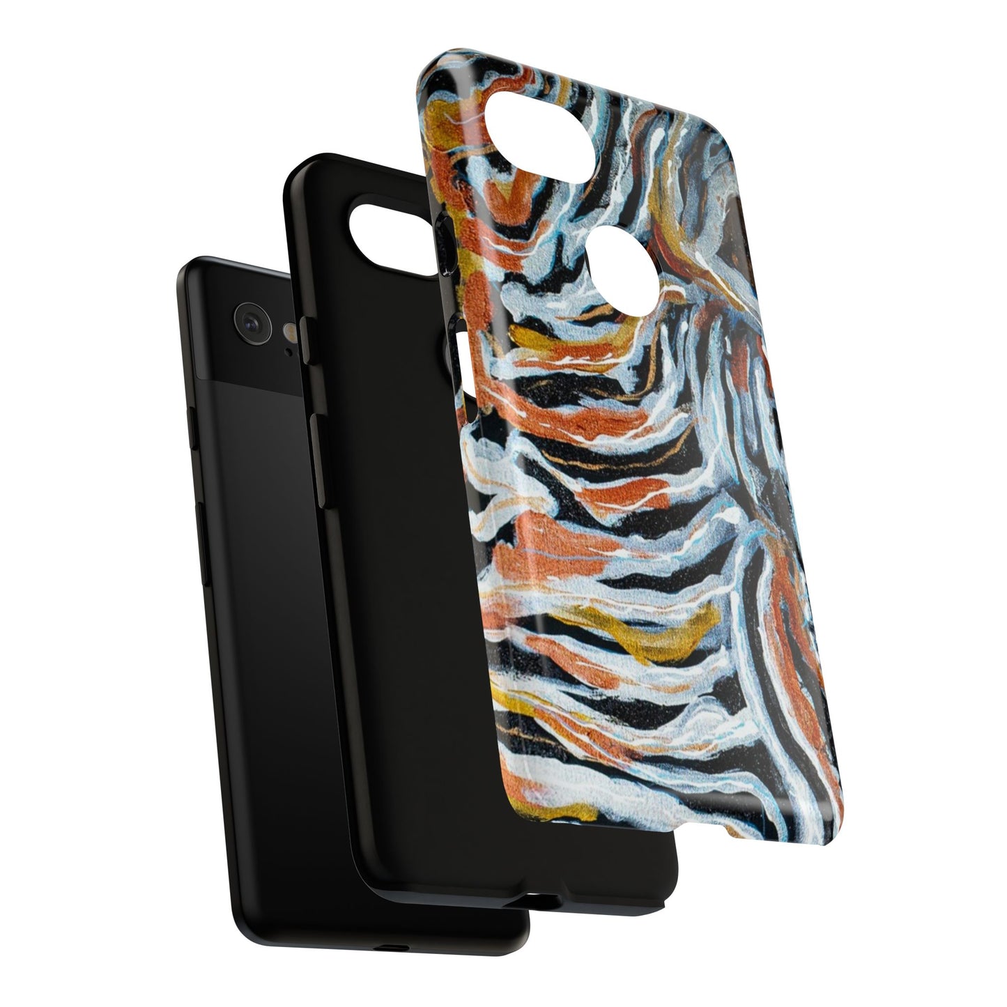 Artistic Tough Phone Case - Twin Zebras Image - Abstract Zebra Design