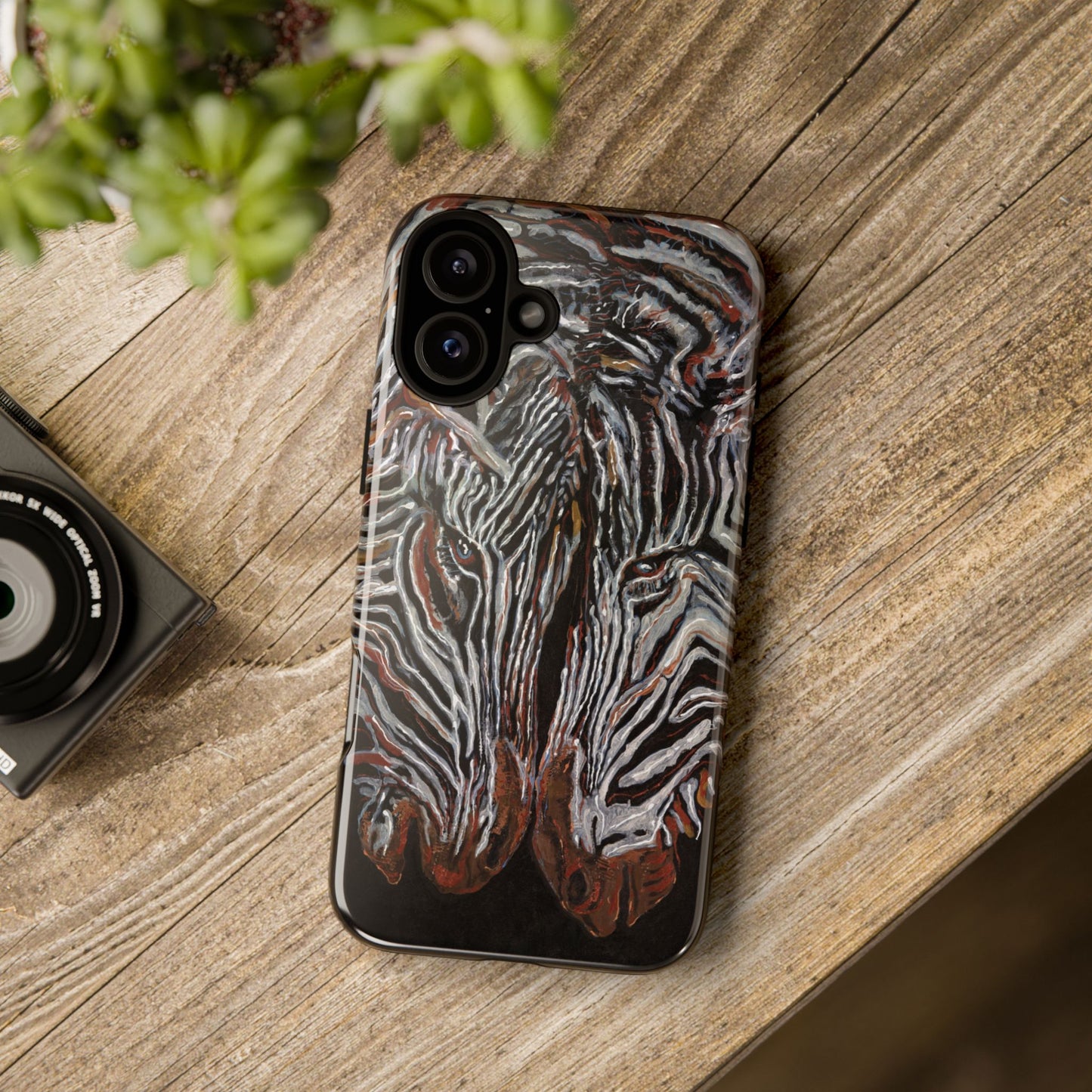 Artistic Zebra Phone Case Twin Zebra Image- Tough Protection for Wildlife Lovers