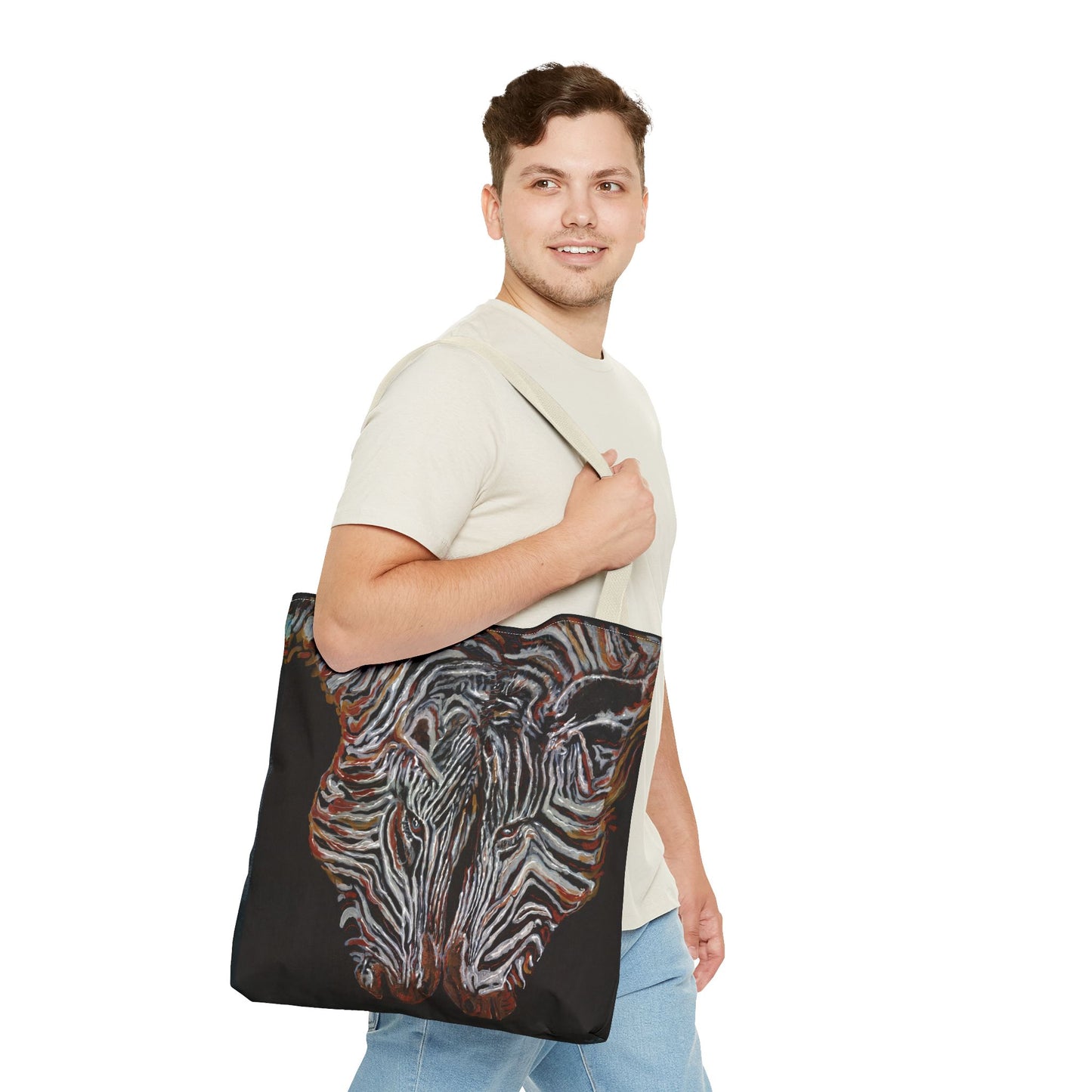 Twin Zebras Image- Tote Bag