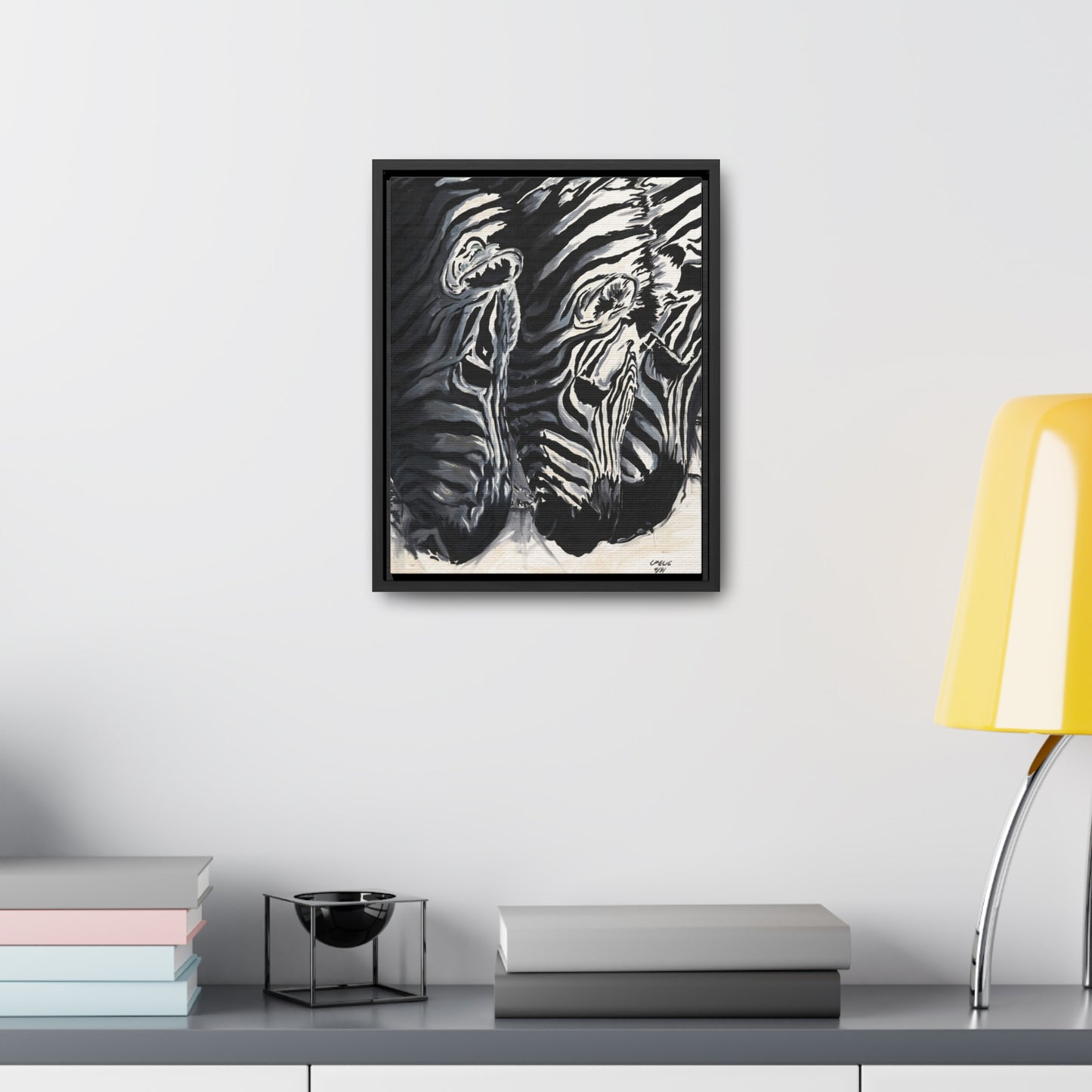 The Baby Zebras - Framed Canvas Print