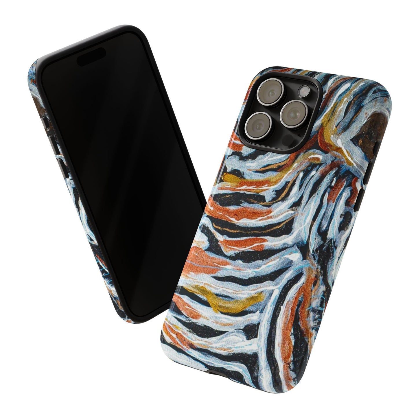 Artistic Tough Phone Case - Twin Zebras Image - Abstract Zebra Design