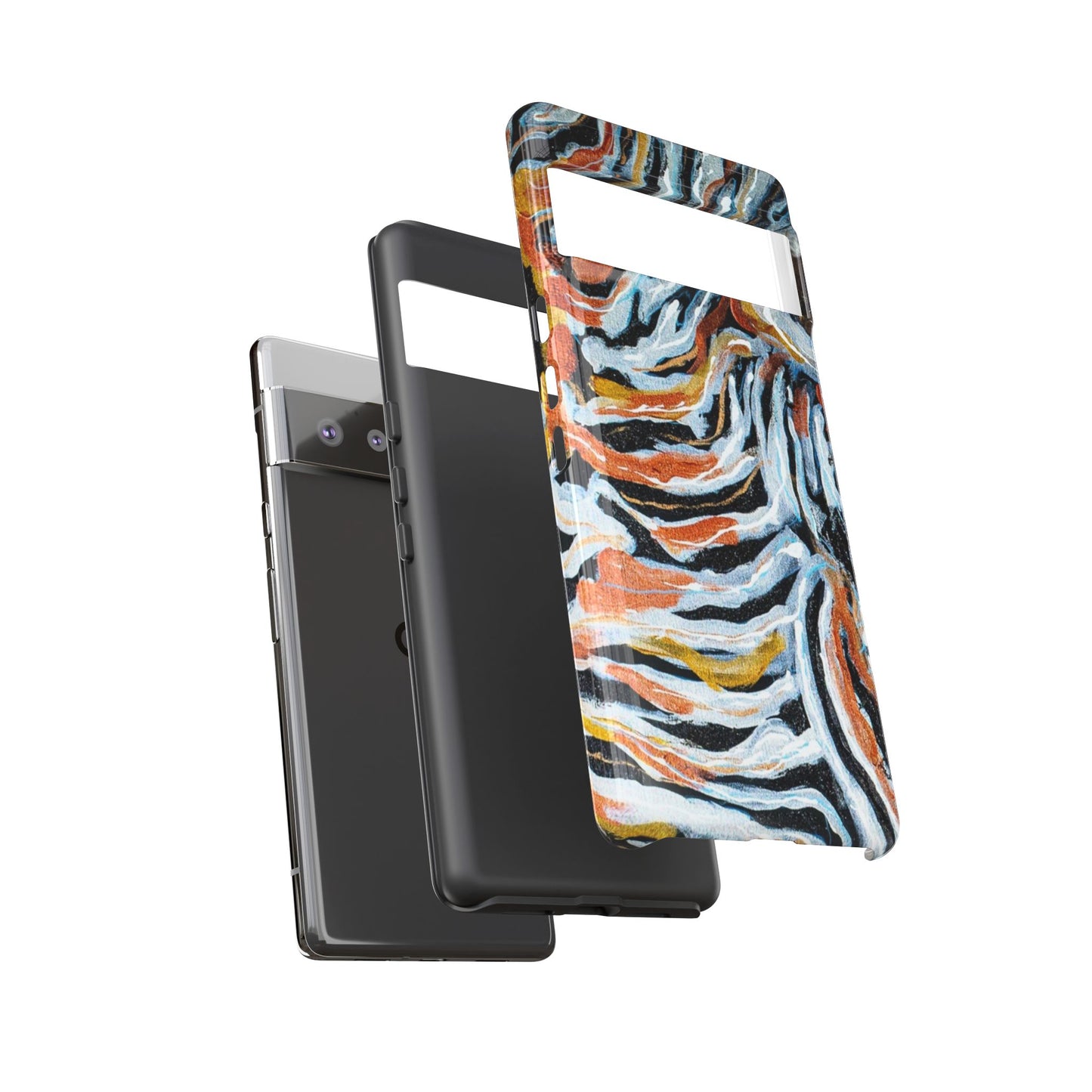 Artistic Tough Phone Case - Twin Zebras Image - Abstract Zebra Design