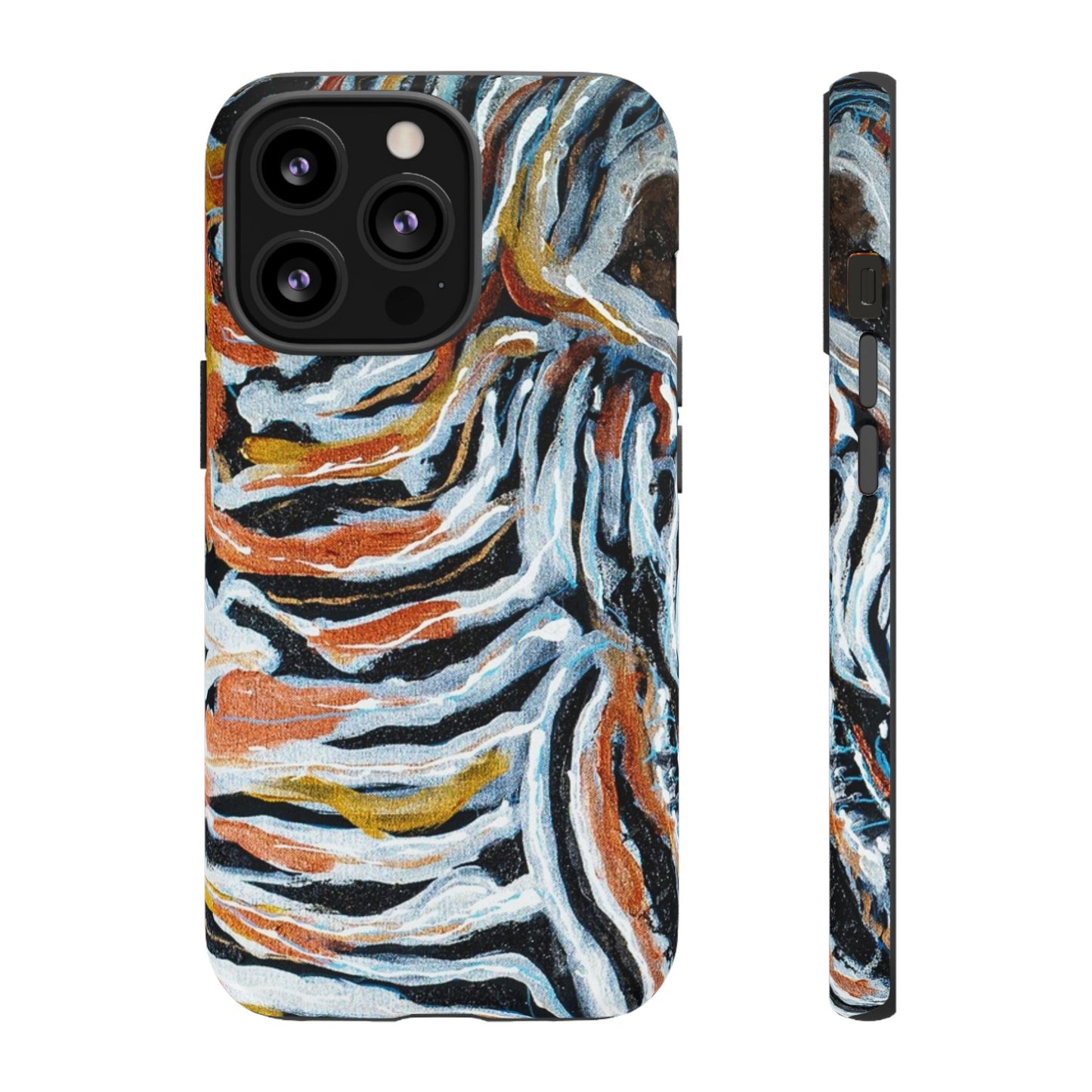 Artistic Tough Phone Case - Twin Zebras Image - Abstract Zebra Design