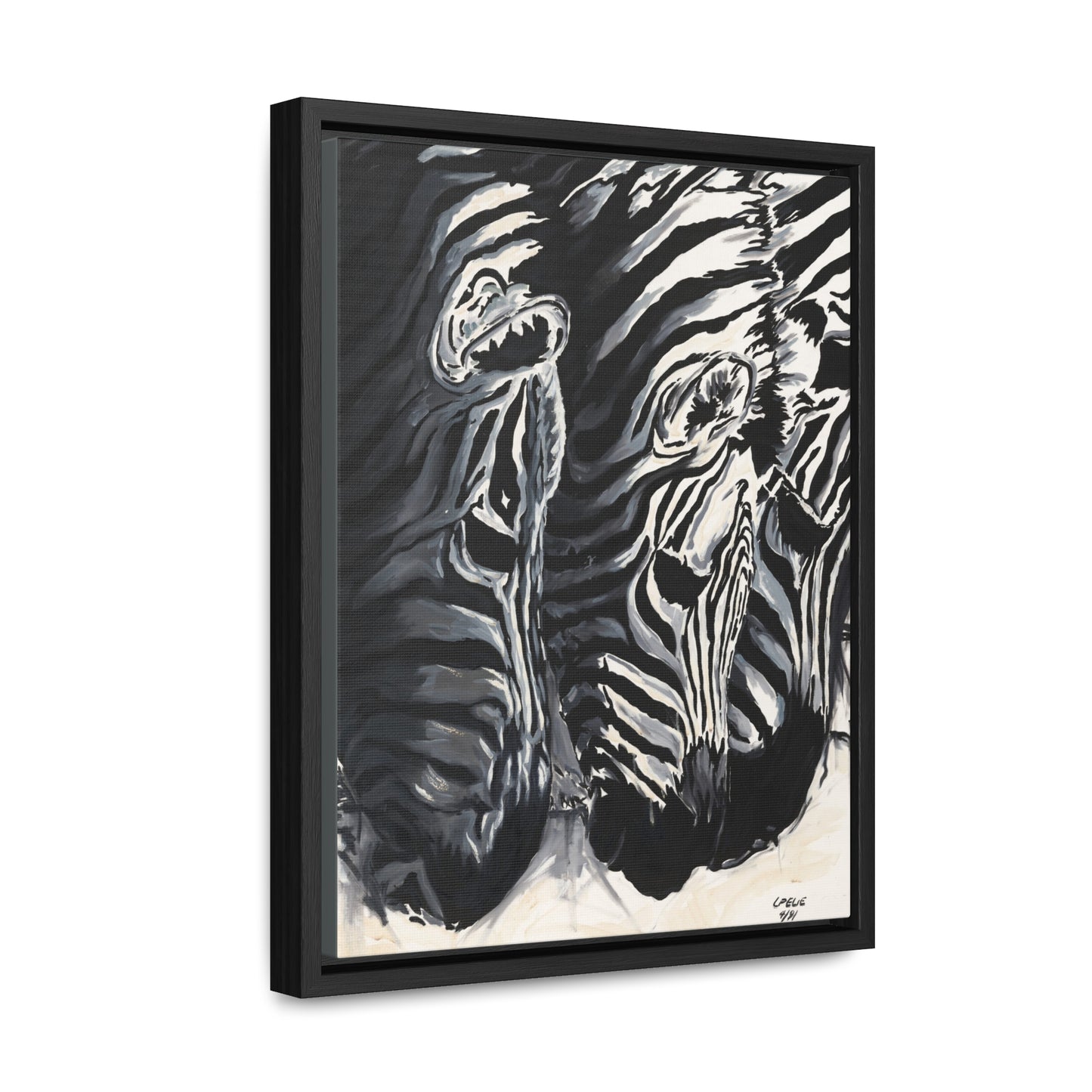 The Baby Zebras - Framed Canvas Print